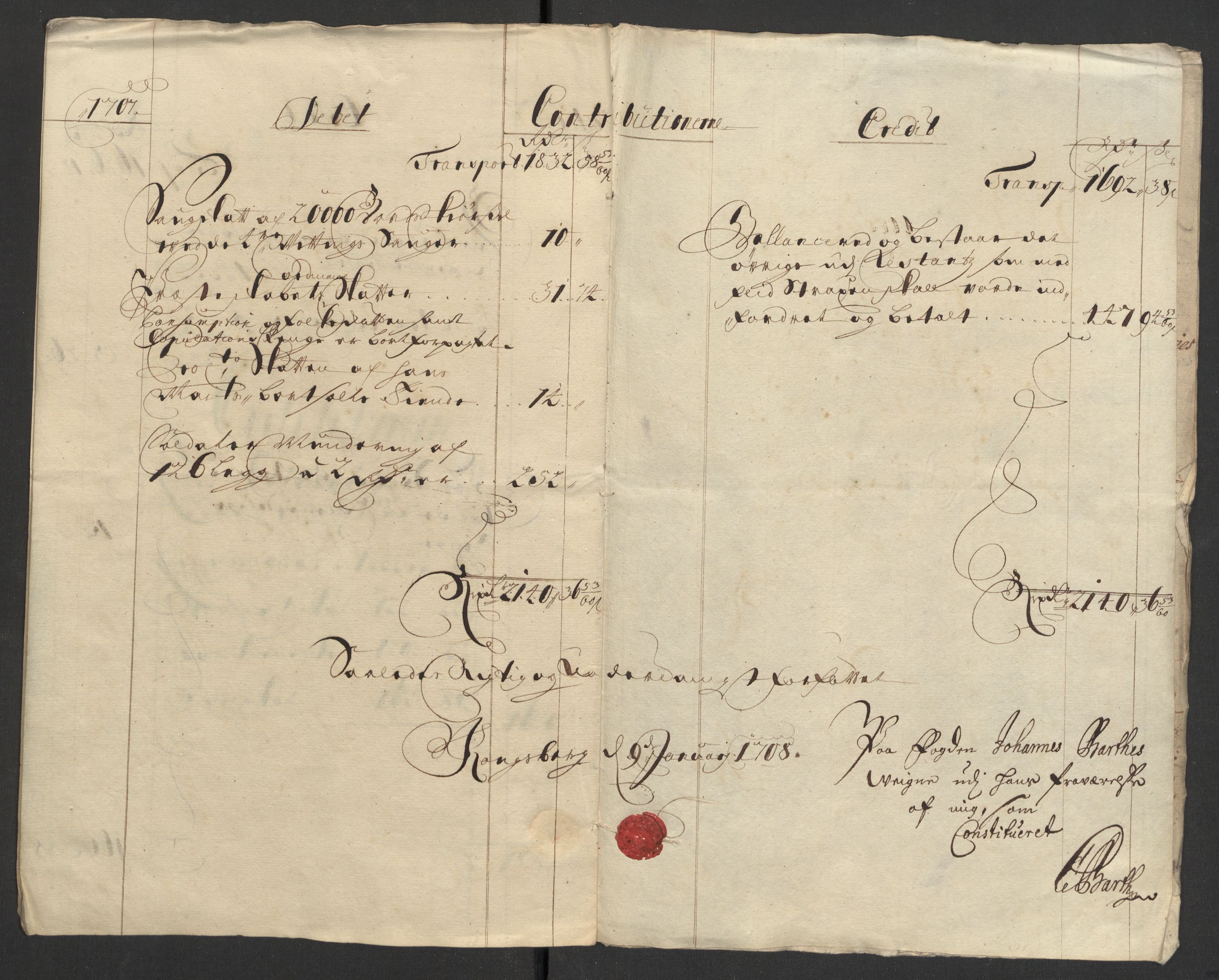 Rentekammeret inntil 1814, Reviderte regnskaper, Fogderegnskap, AV/RA-EA-4092/R24/L1584: Fogderegnskap Numedal og Sandsvær, 1707-1708, p. 6