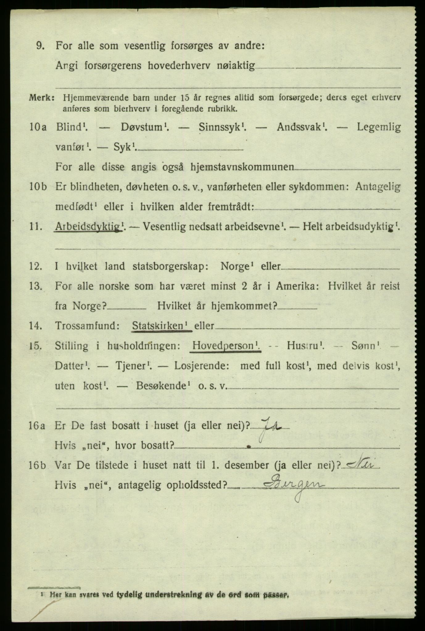 SAB, 1920 census for Bruvik, 1920, p. 9541