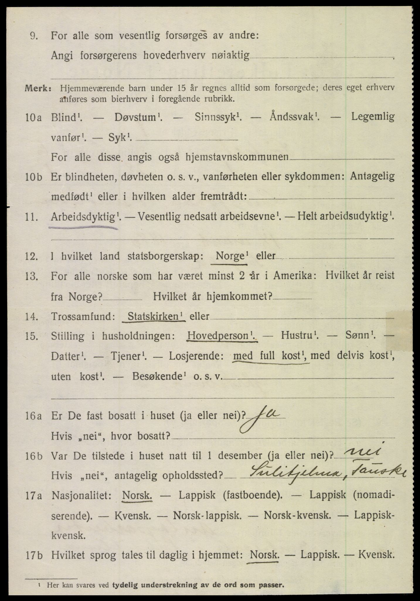 SAT, 1920 census for Sørfold, 1920, p. 3306