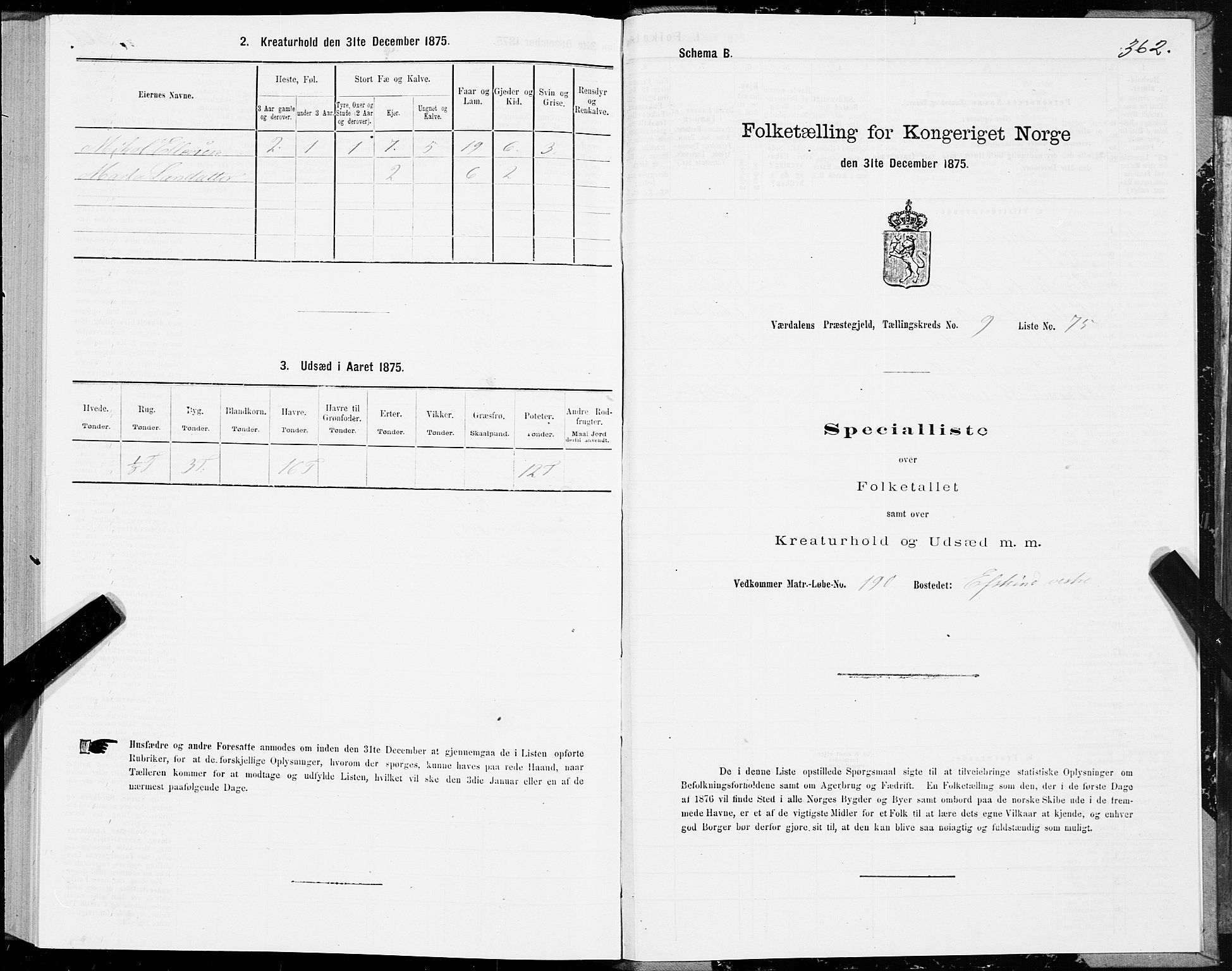 SAT, 1875 census for 1721P Verdal, 1875, p. 5362