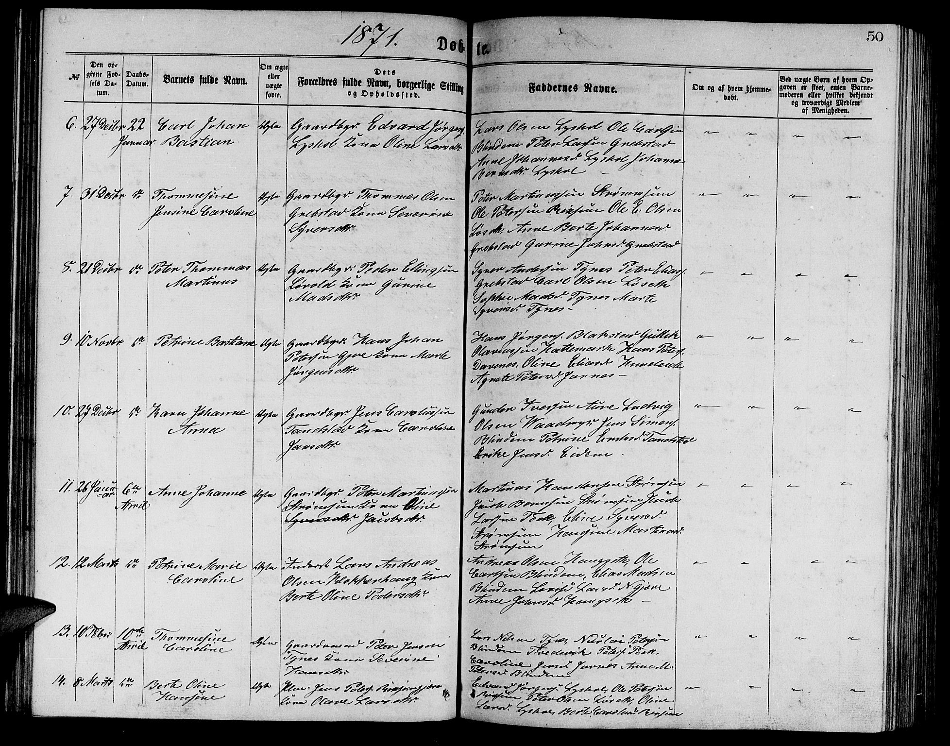 Ministerialprotokoller, klokkerbøker og fødselsregistre - Møre og Romsdal, AV/SAT-A-1454/523/L0338: Parish register (copy) no. 523C01, 1865-1877, p. 50