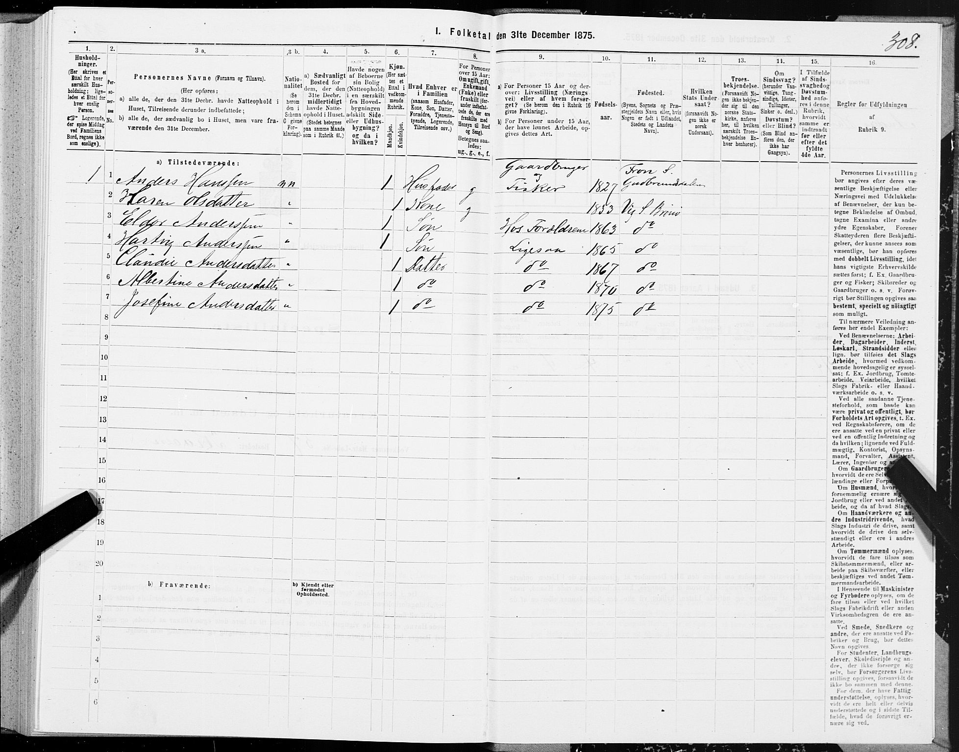 SAT, 1875 census for 1814P Brønnøy, 1875, p. 2308