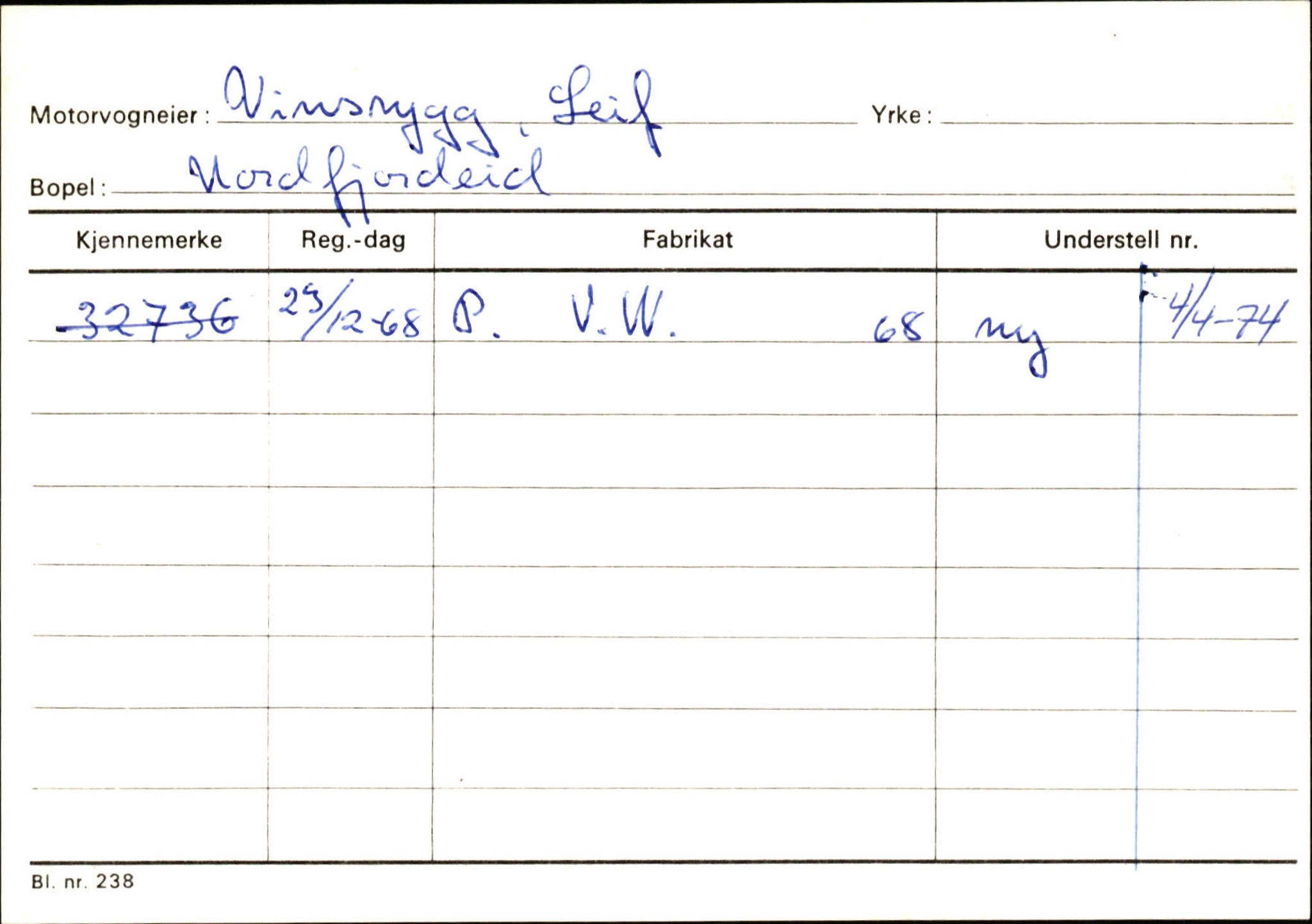 Statens vegvesen, Sogn og Fjordane vegkontor, AV/SAB-A-5301/4/F/L0130: Eigarregister Eid T-Å. Høyanger A-O, 1945-1975, p. 167