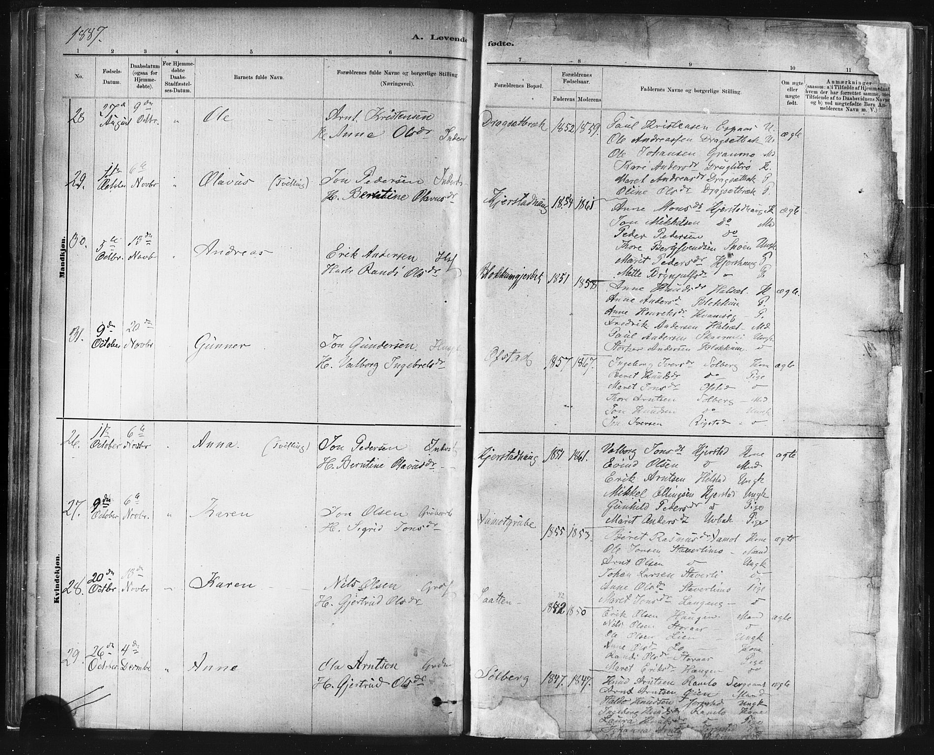 Ministerialprotokoller, klokkerbøker og fødselsregistre - Sør-Trøndelag, SAT/A-1456/672/L0857: Parish register (official) no. 672A09, 1882-1893, p. 55
