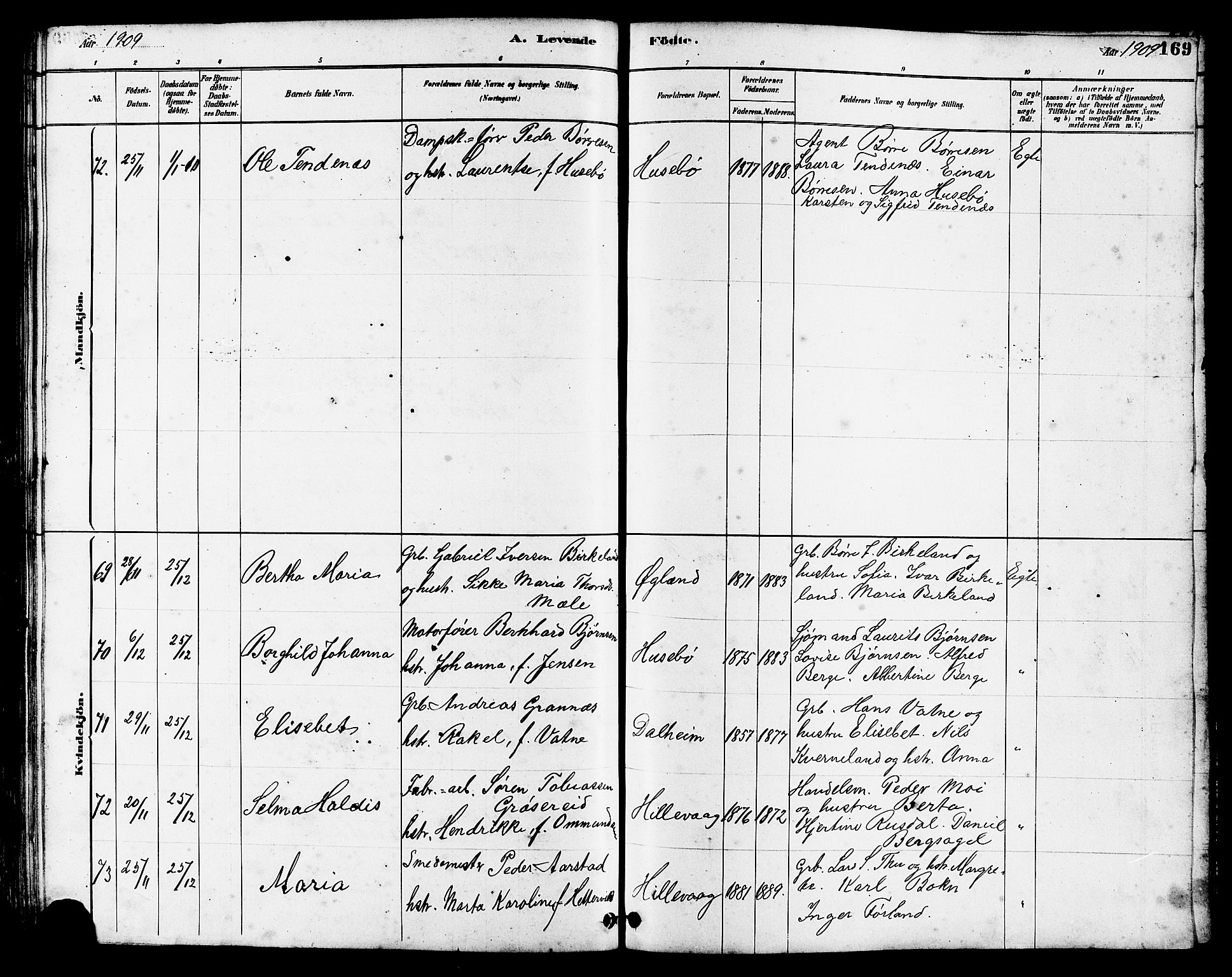 Hetland sokneprestkontor, AV/SAST-A-101826/30/30BB/L0005: Parish register (copy) no. B 5, 1878-1910, p. 169