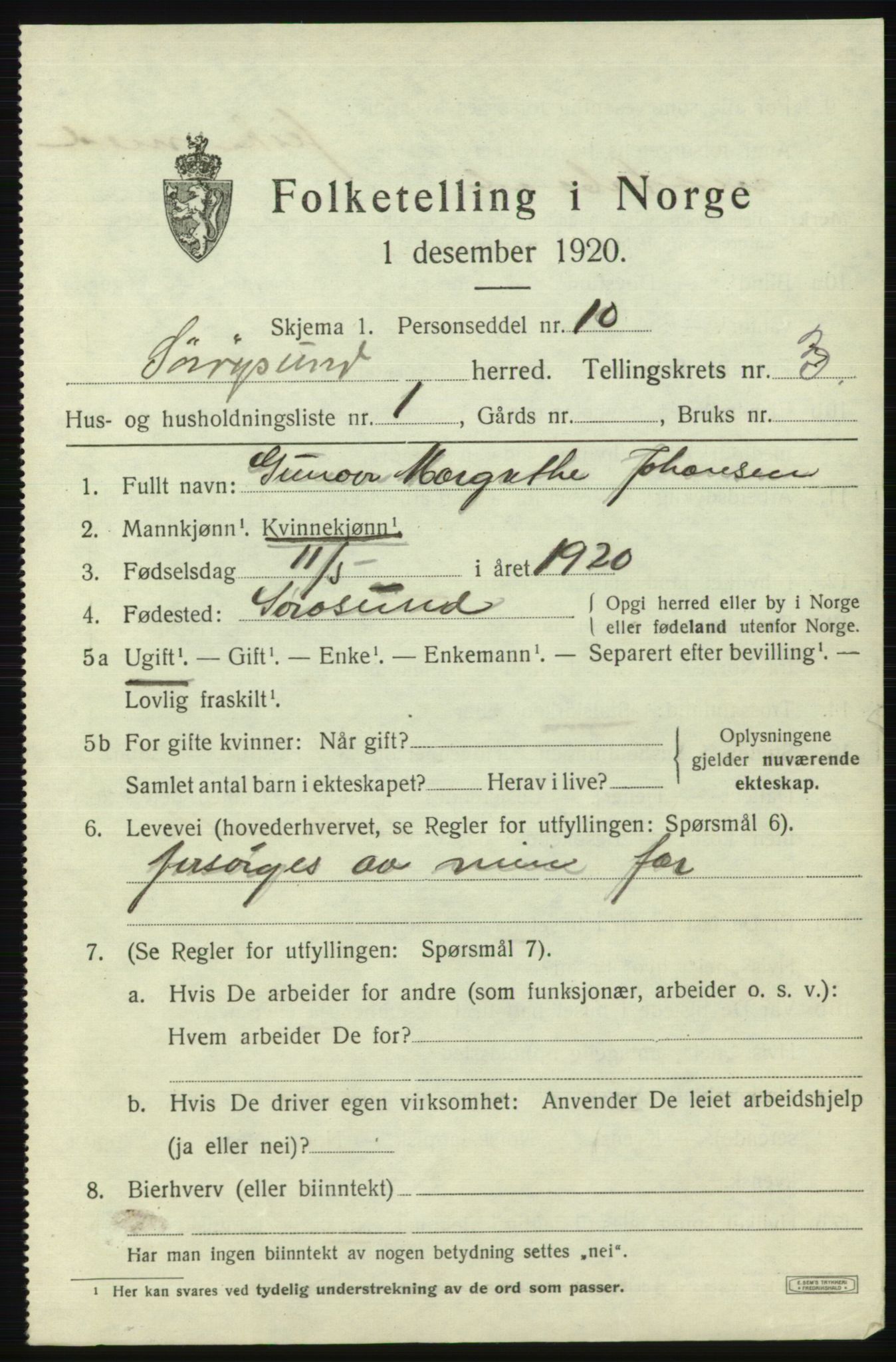 SATØ, 1920 census for Sørøysund rural district, 1920, p. 1118