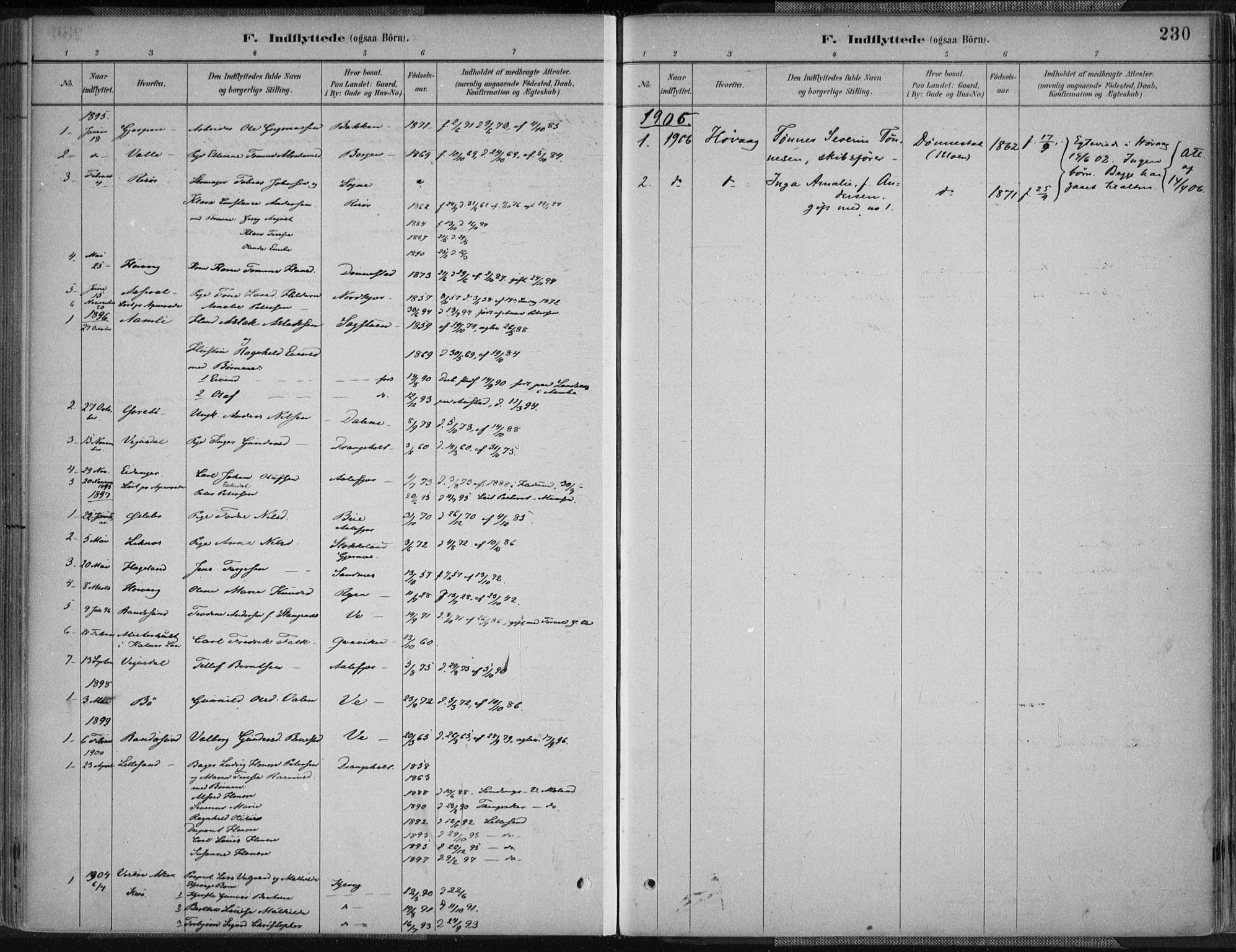 Tveit sokneprestkontor, SAK/1111-0043/F/Fa/L0007: Parish register (official) no. A 7, 1887-1908, p. 230