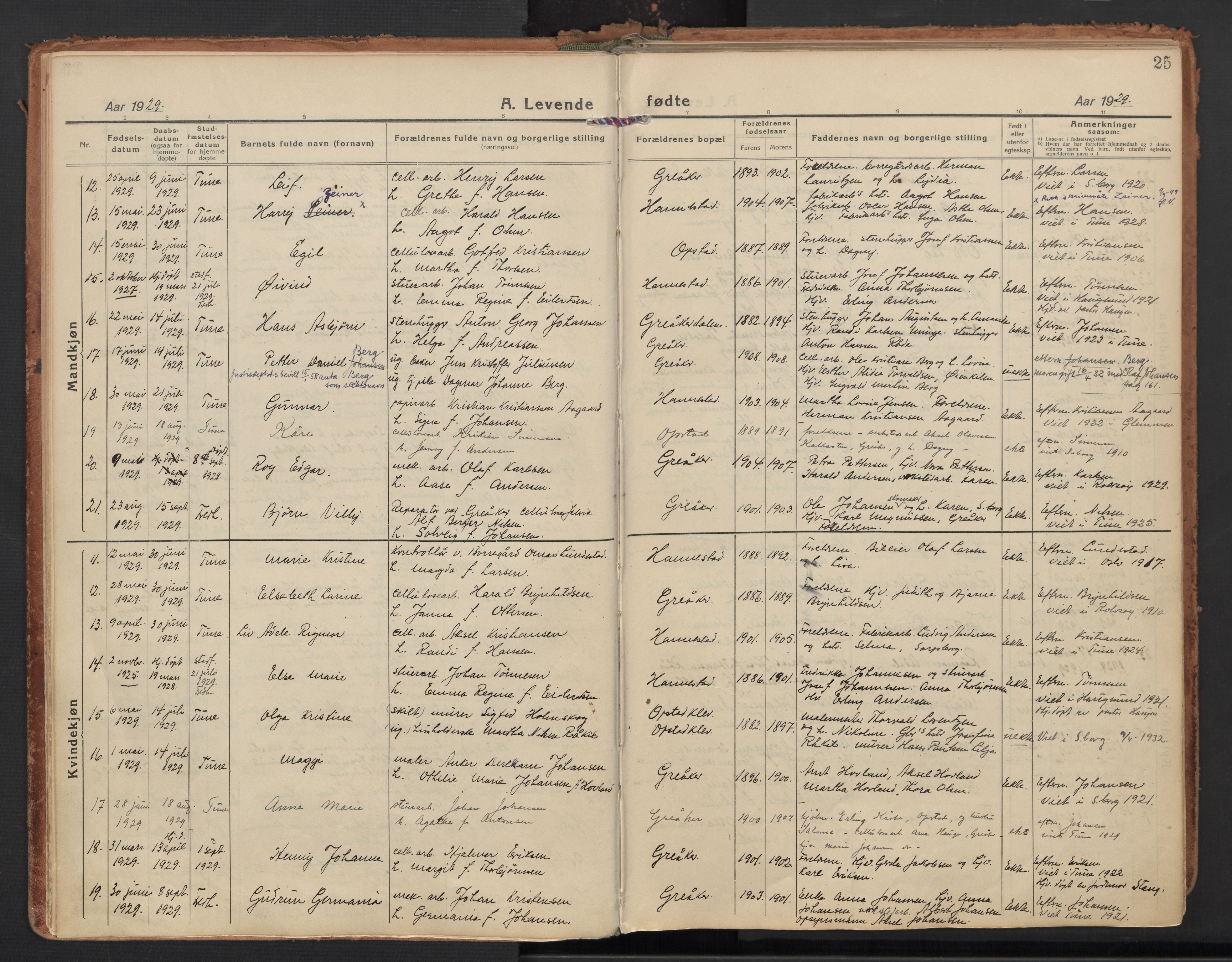 Tune prestekontor Kirkebøker, AV/SAO-A-2007/F/Fb/L0002: Curate's parish register no. 2, 1923-1940, p. 25