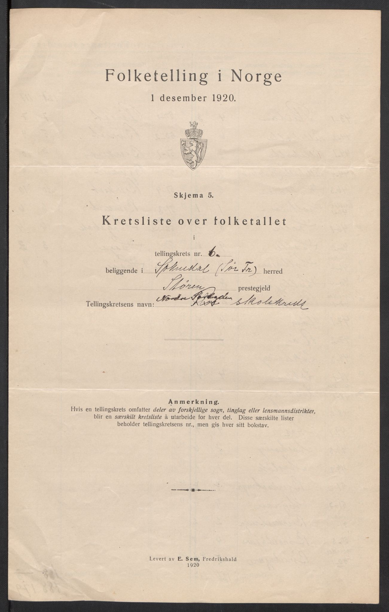 SAT, 1920 census for Soknedal, 1920, p. 22