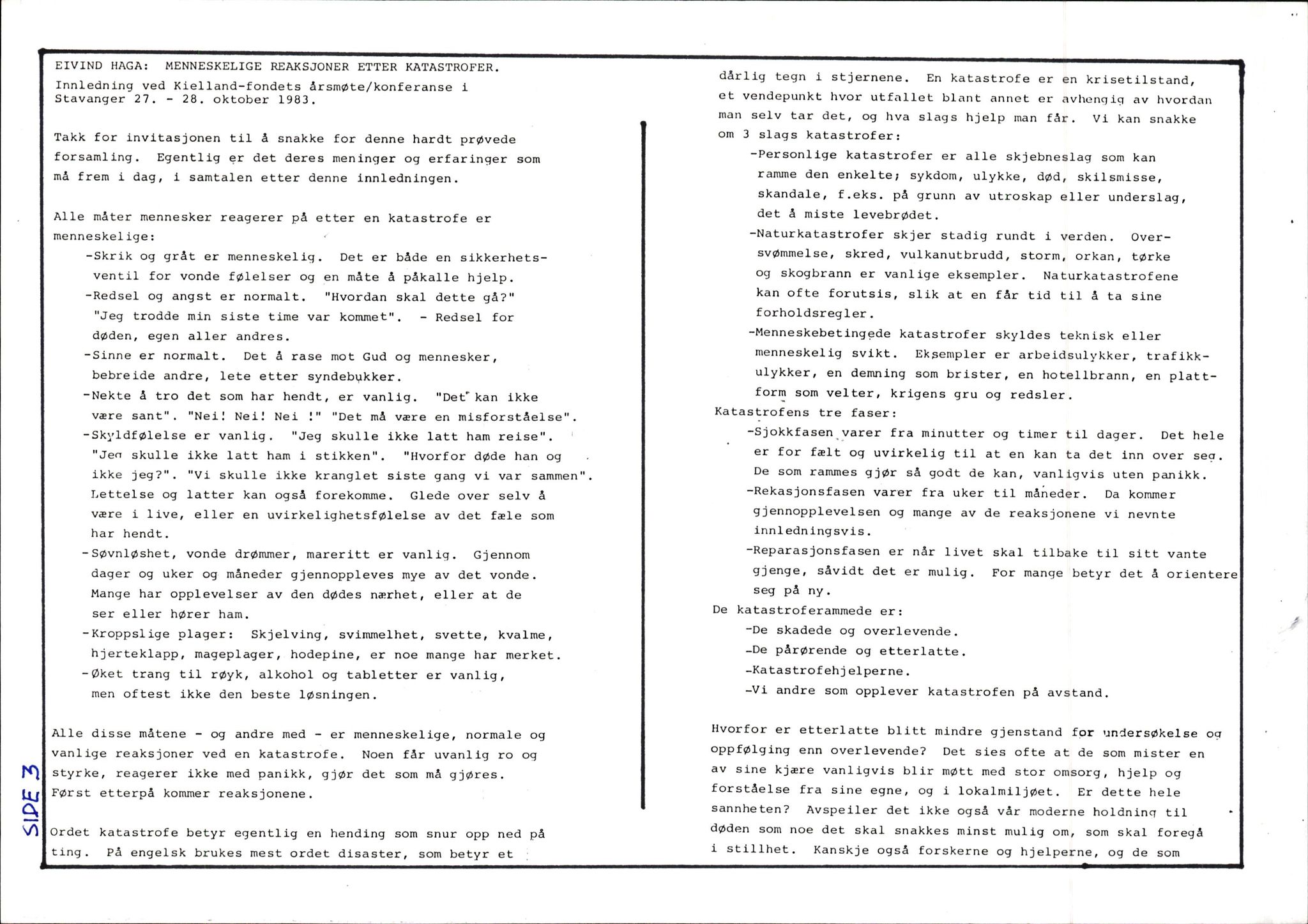 Pa 1660 - Kielland- fondet, AV/SAST-A-102242/X/Xa/L0001: Rapport til overlevende og etterlatte/ Kielland Bulletin, 1980-1998