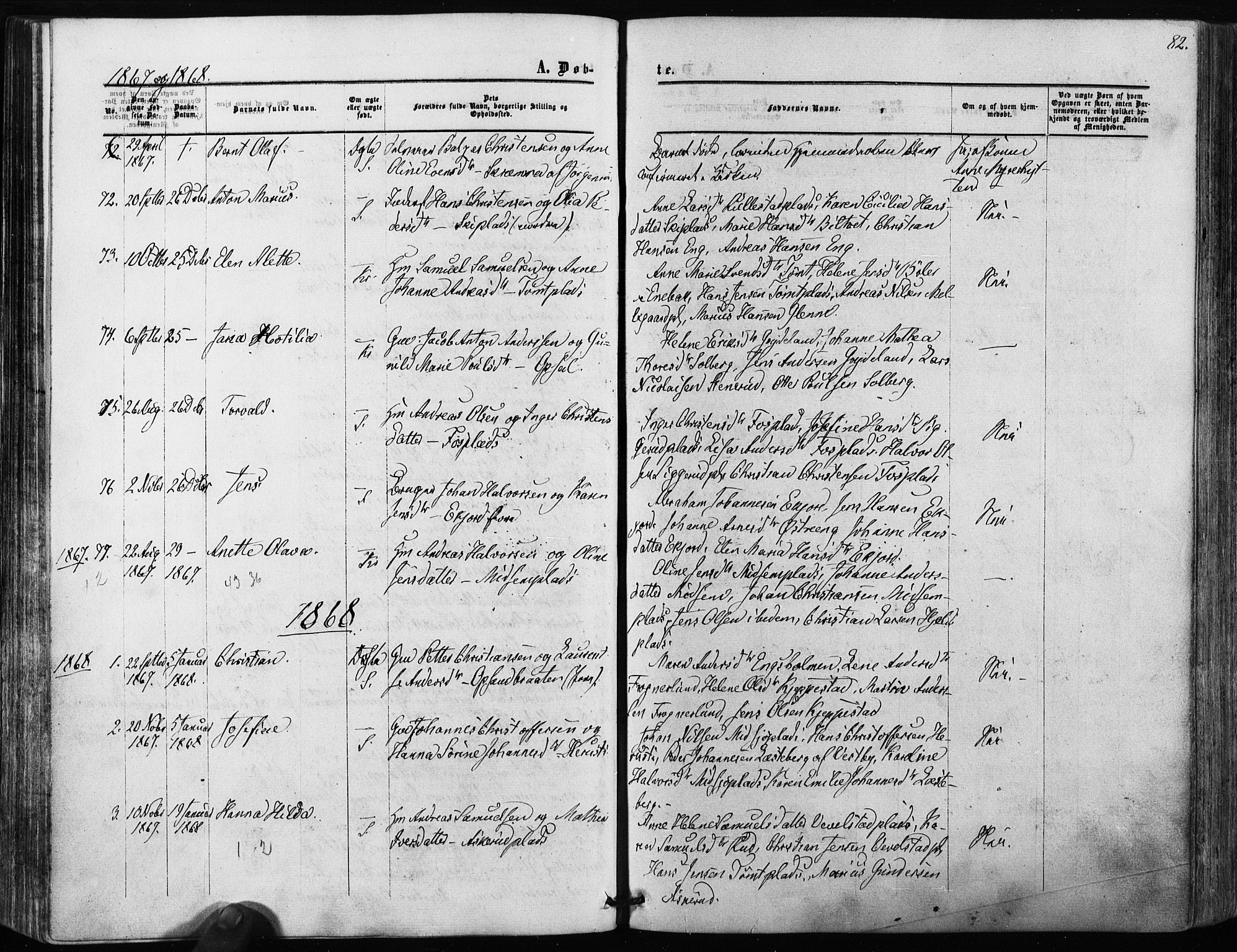 Kråkstad prestekontor Kirkebøker, SAO/A-10125a/F/Fa/L0007: Parish register (official) no. I 7, 1858-1870, p. 82