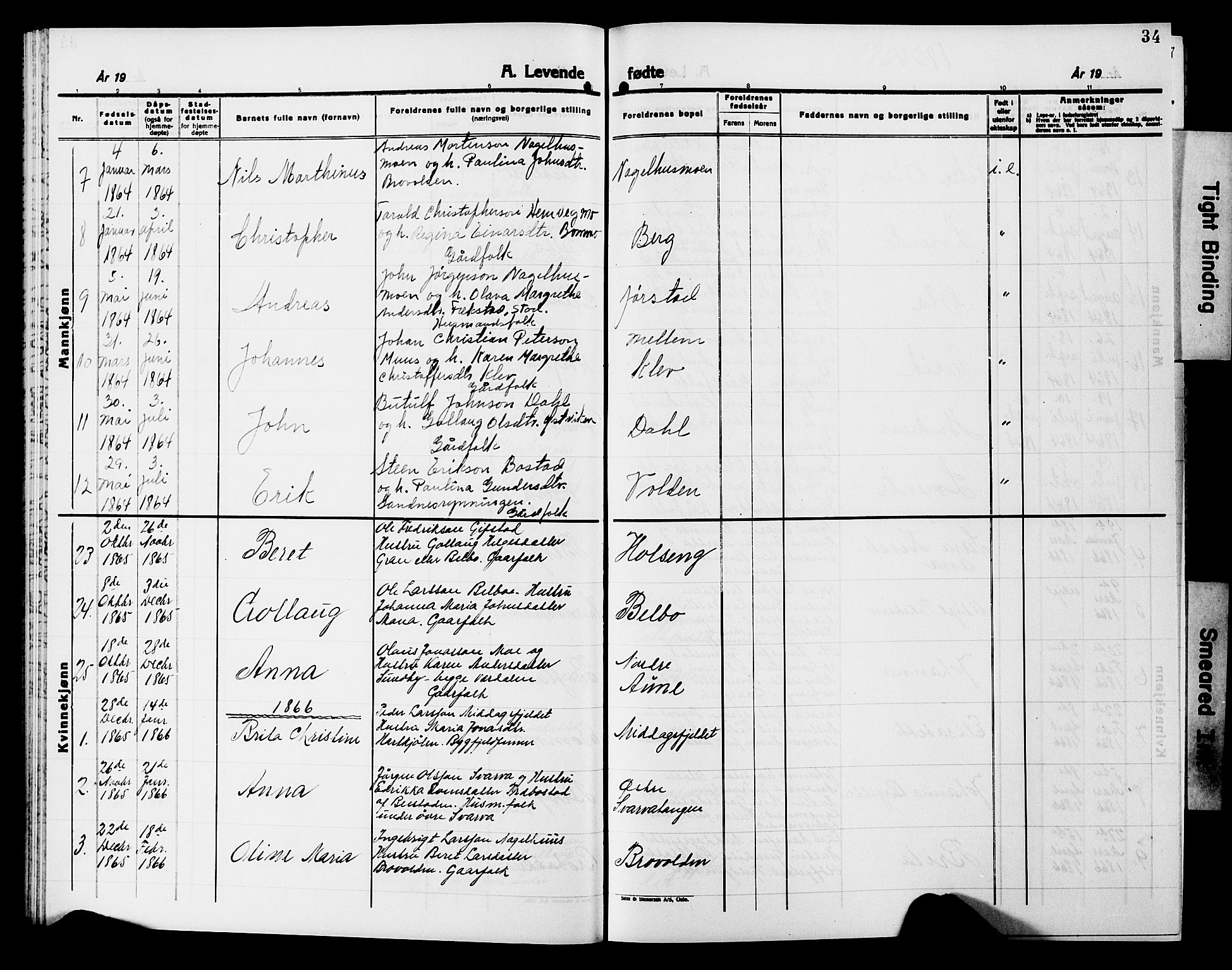 Ministerialprotokoller, klokkerbøker og fødselsregistre - Nord-Trøndelag, SAT/A-1458/749/L0485: Parish register (official) no. 749D01, 1857-1872, p. 34
