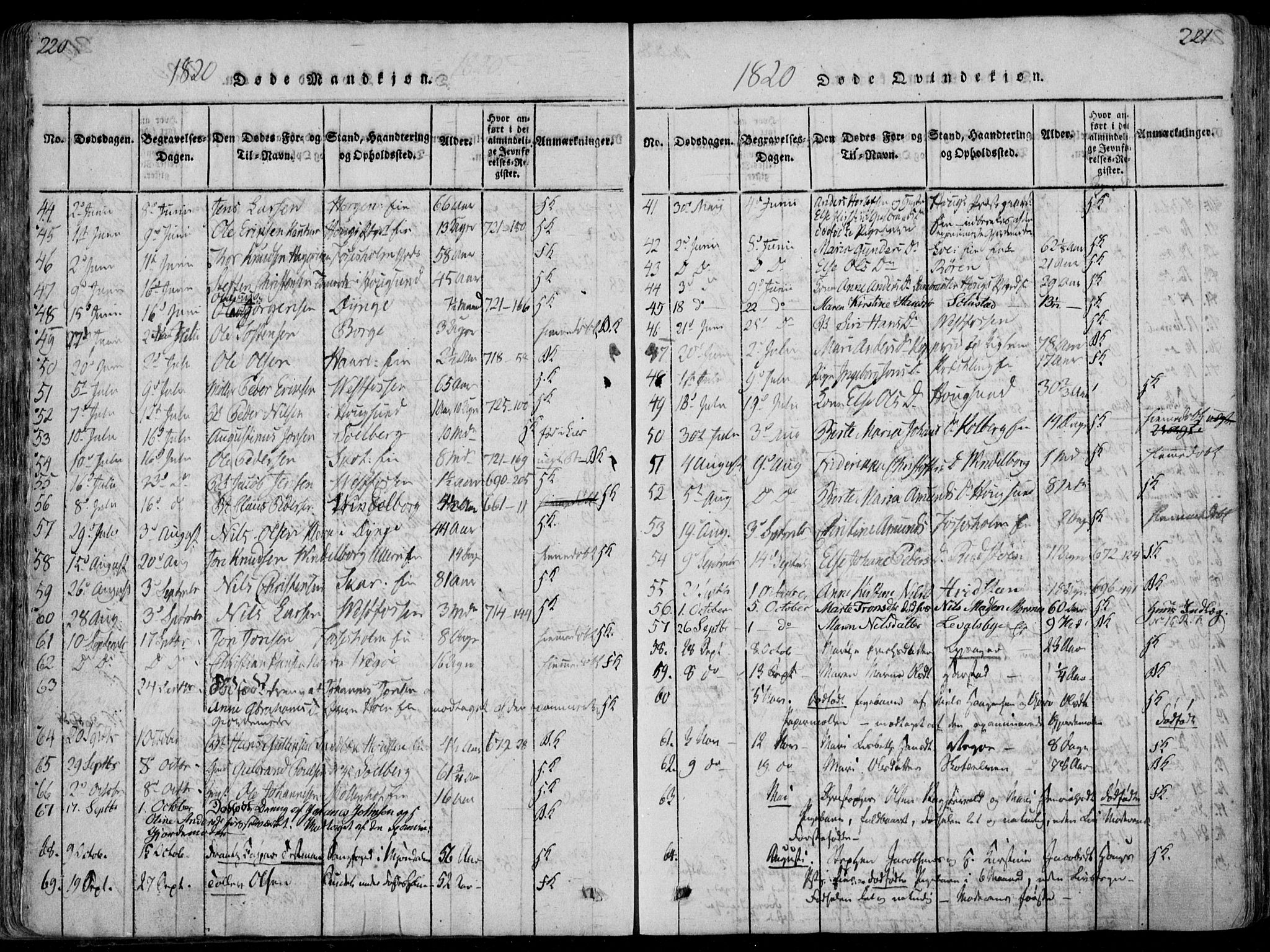 Eiker kirkebøker, AV/SAKO-A-4/F/Fa/L0011: Parish register (official) no. I 11, 1814-1827, p. 220-221