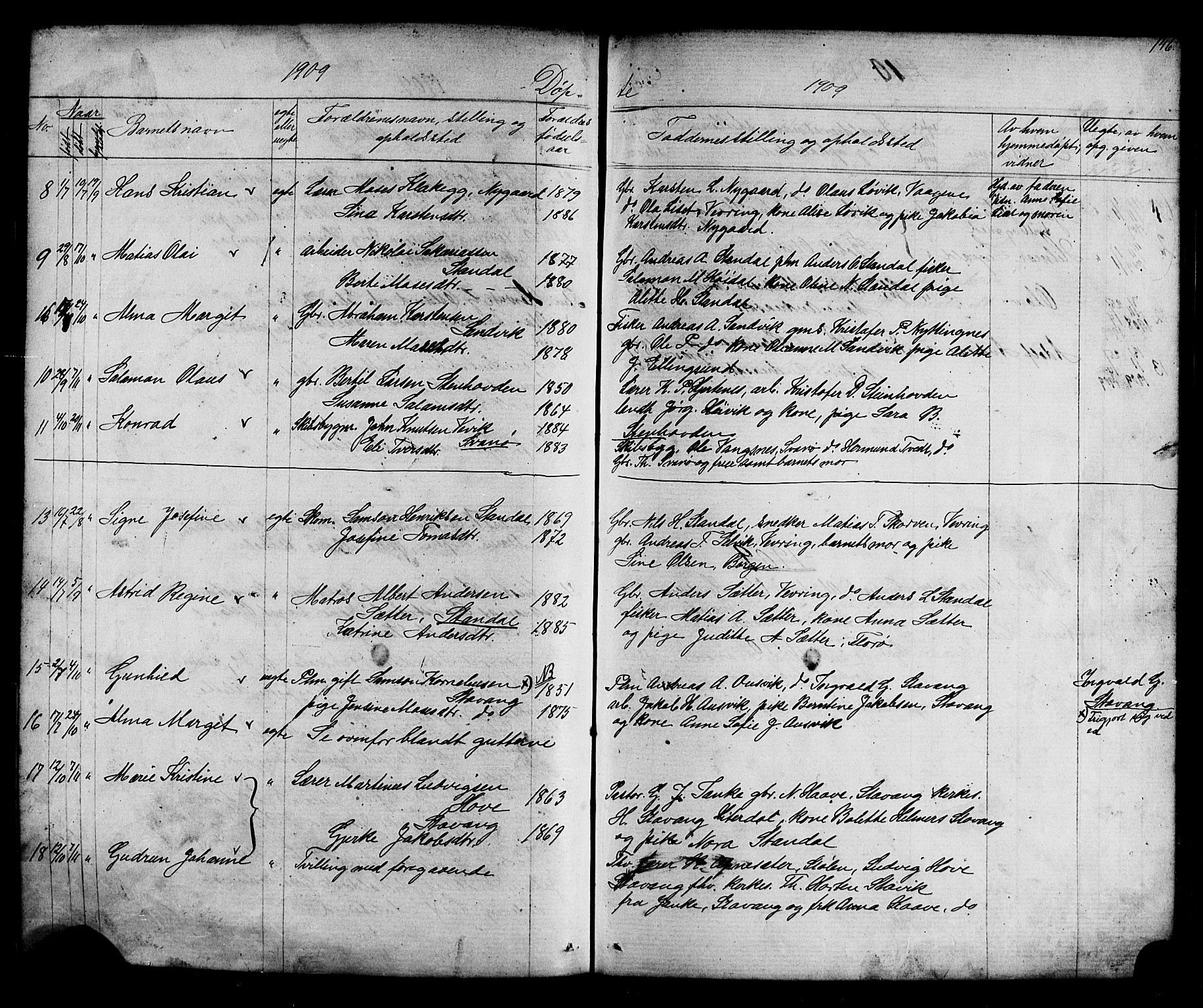 Kinn sokneprestembete, SAB/A-80801/H/Hab/Habc/L0002: Parish register (copy) no. C 2, 1869-1918, p. 146