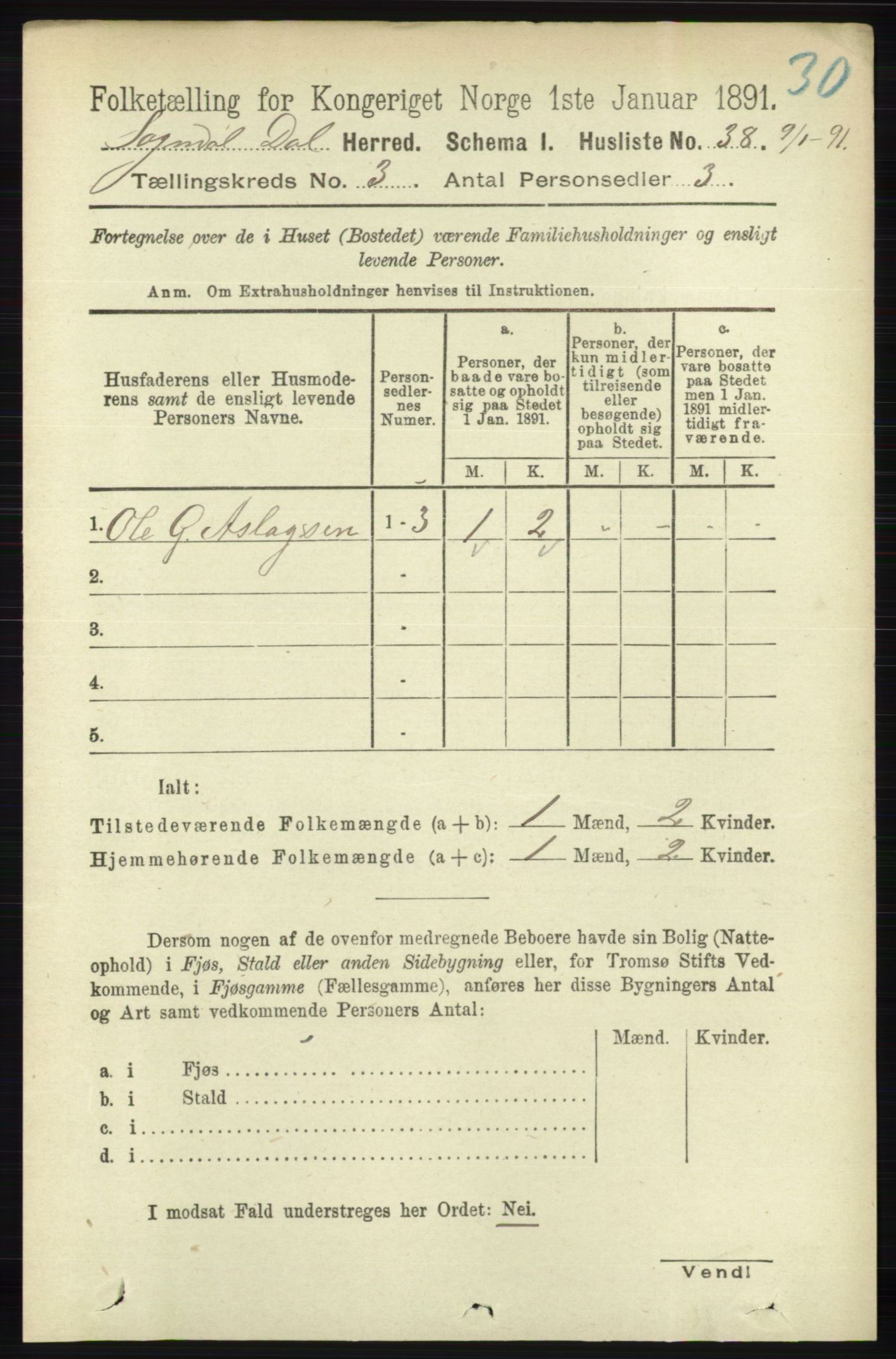 RA, 1891 census for 1111 Sokndal, 1891, p. 708