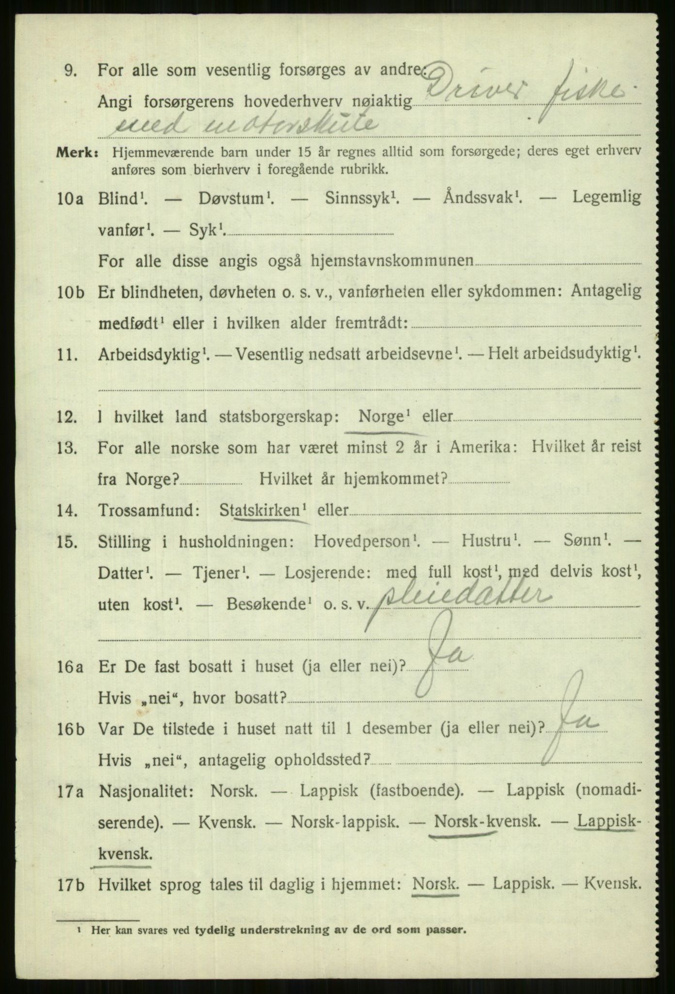 SATØ, 1920 census for Lyngen, 1920, p. 9046