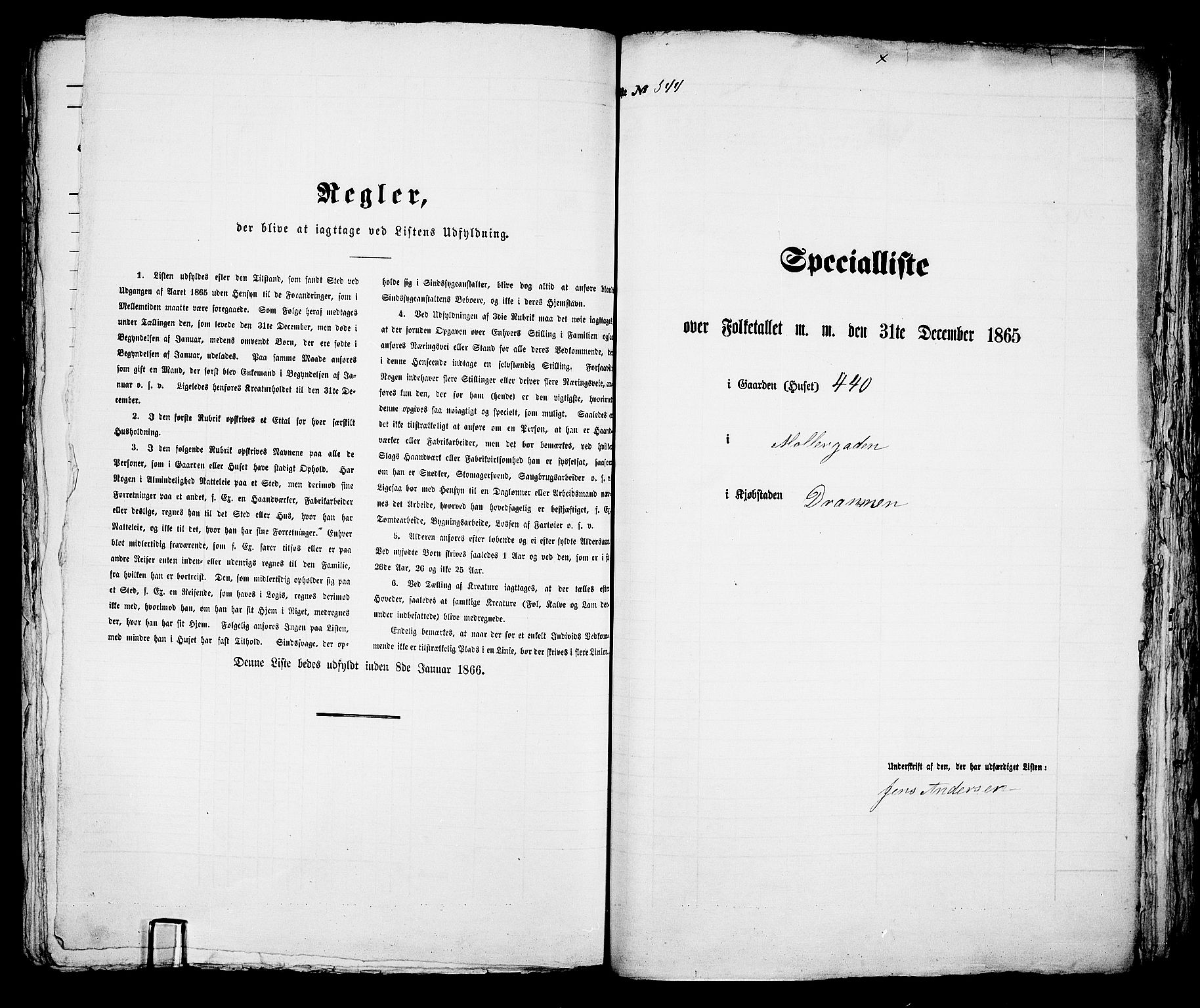 RA, 1865 census for Bragernes in Drammen, 1865, p. 1133