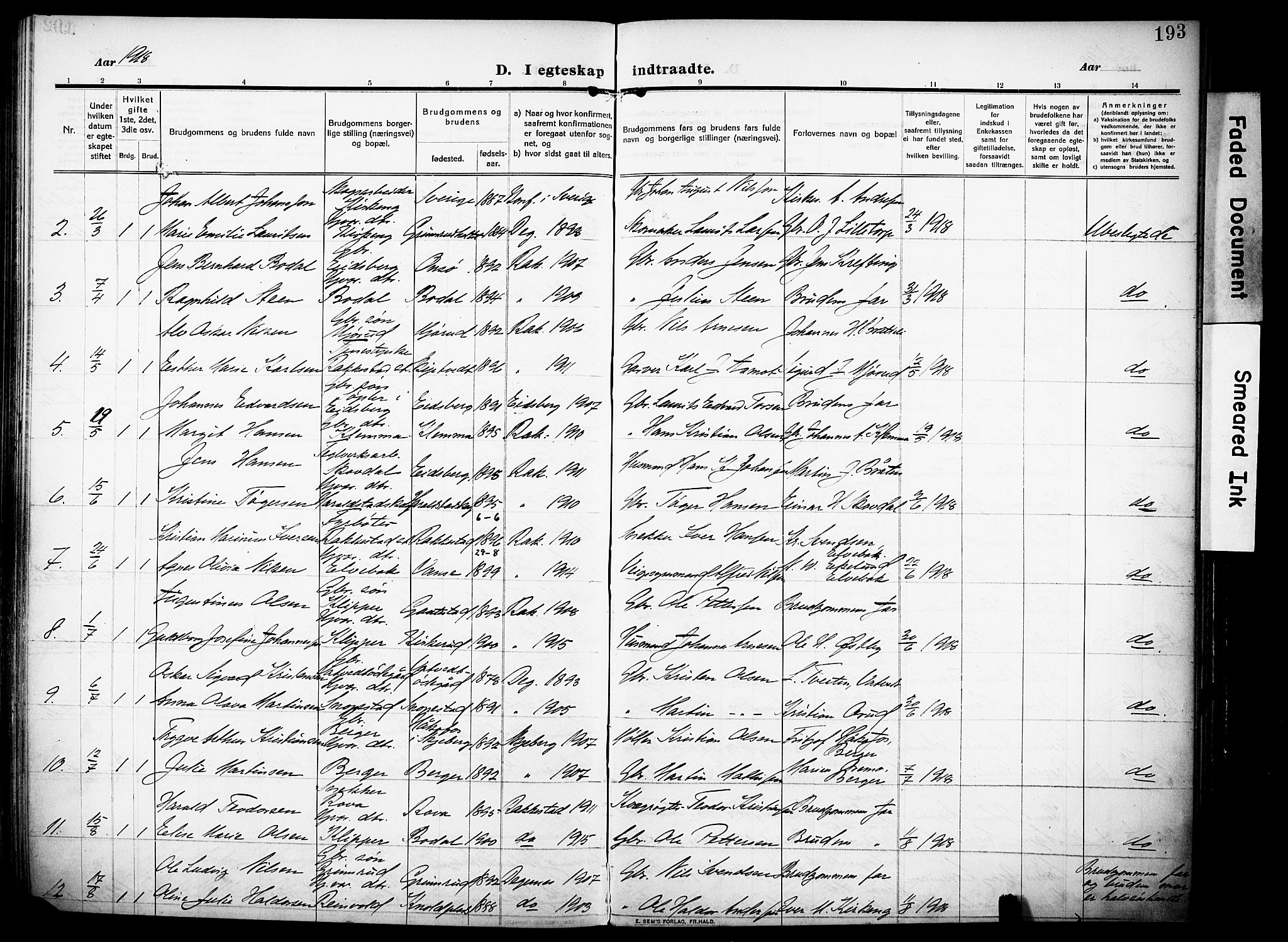 Rakkestad prestekontor Kirkebøker, AV/SAO-A-2008/F/Fa/L0015: Parish register (official) no. I 15, 1909-1922, p. 193