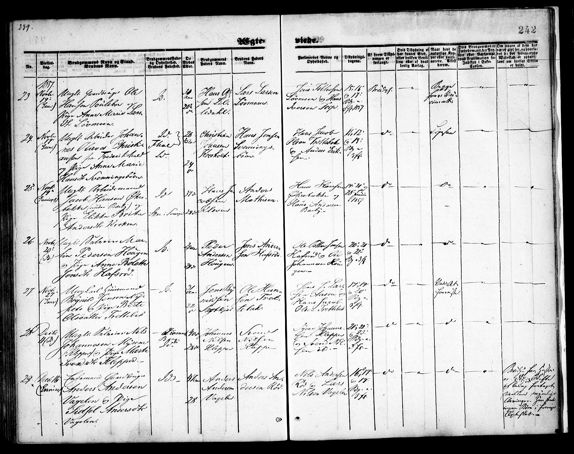 Idd prestekontor Kirkebøker, AV/SAO-A-10911/F/Fc/L0004a: Parish register (official) no. III 4A, 1848-1860, p. 242