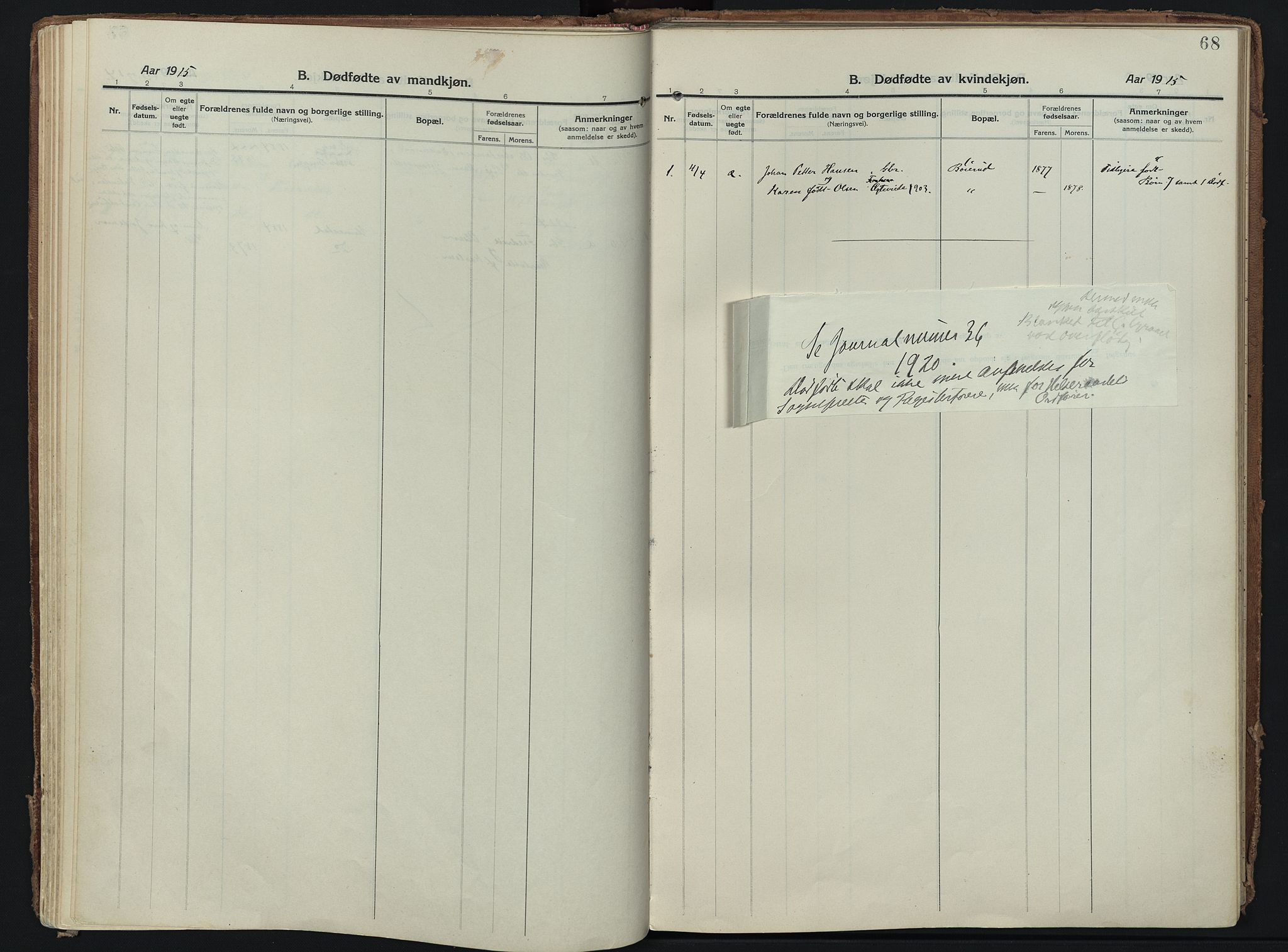 Skiptvet prestekontor Kirkebøker, SAO/A-20009/F/Fa/L0012: Parish register (official) no. 12, 1913-1924, p. 68