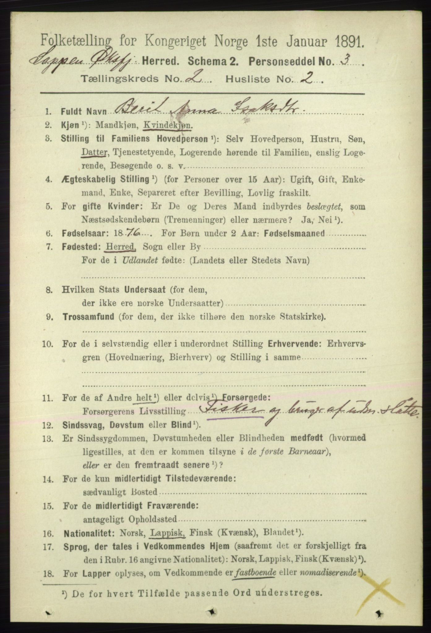 RA, 1891 census for 2014 Loppa, 1891, p. 379