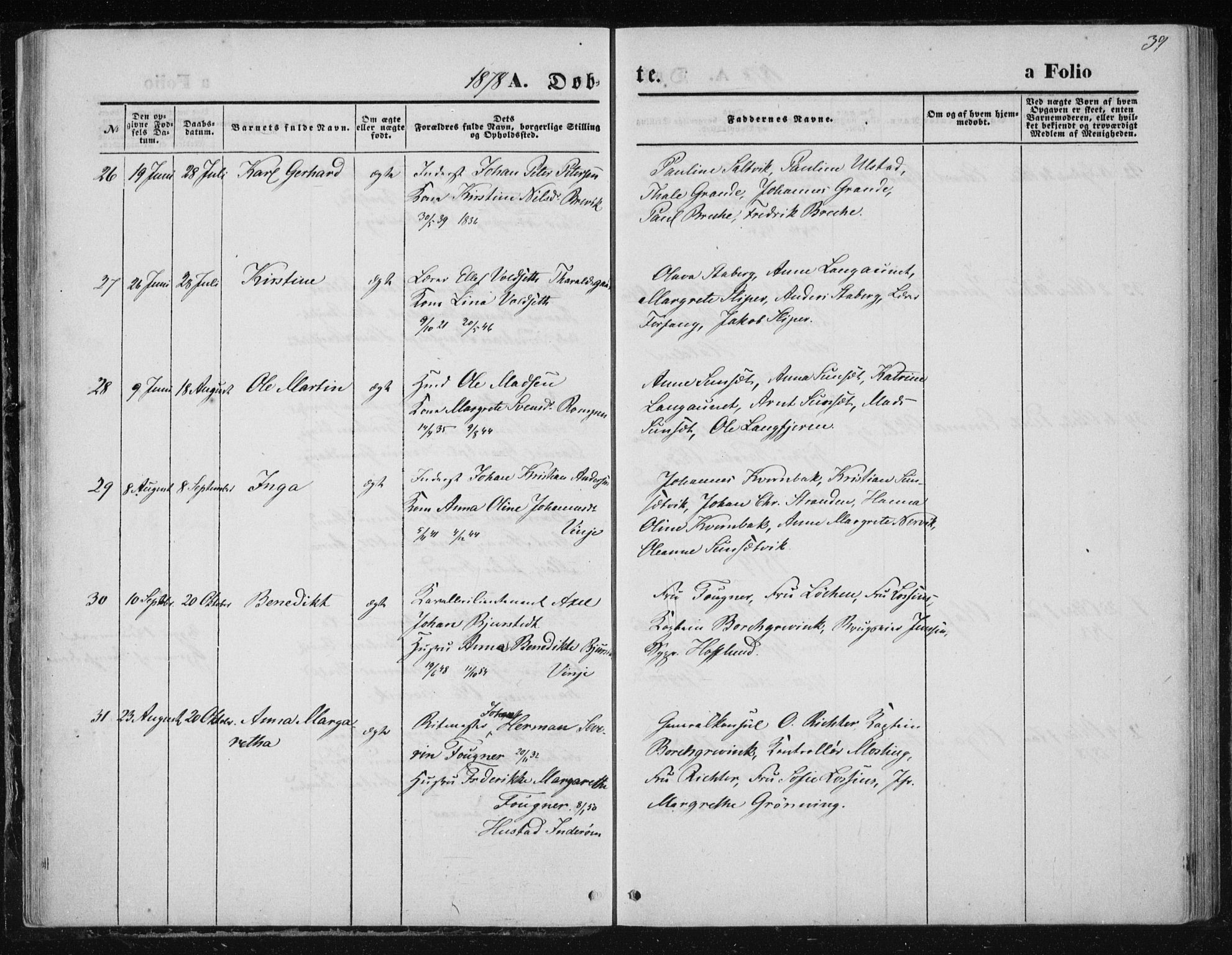 Ministerialprotokoller, klokkerbøker og fødselsregistre - Nord-Trøndelag, AV/SAT-A-1458/733/L0324: Parish register (official) no. 733A03, 1870-1883, p. 39