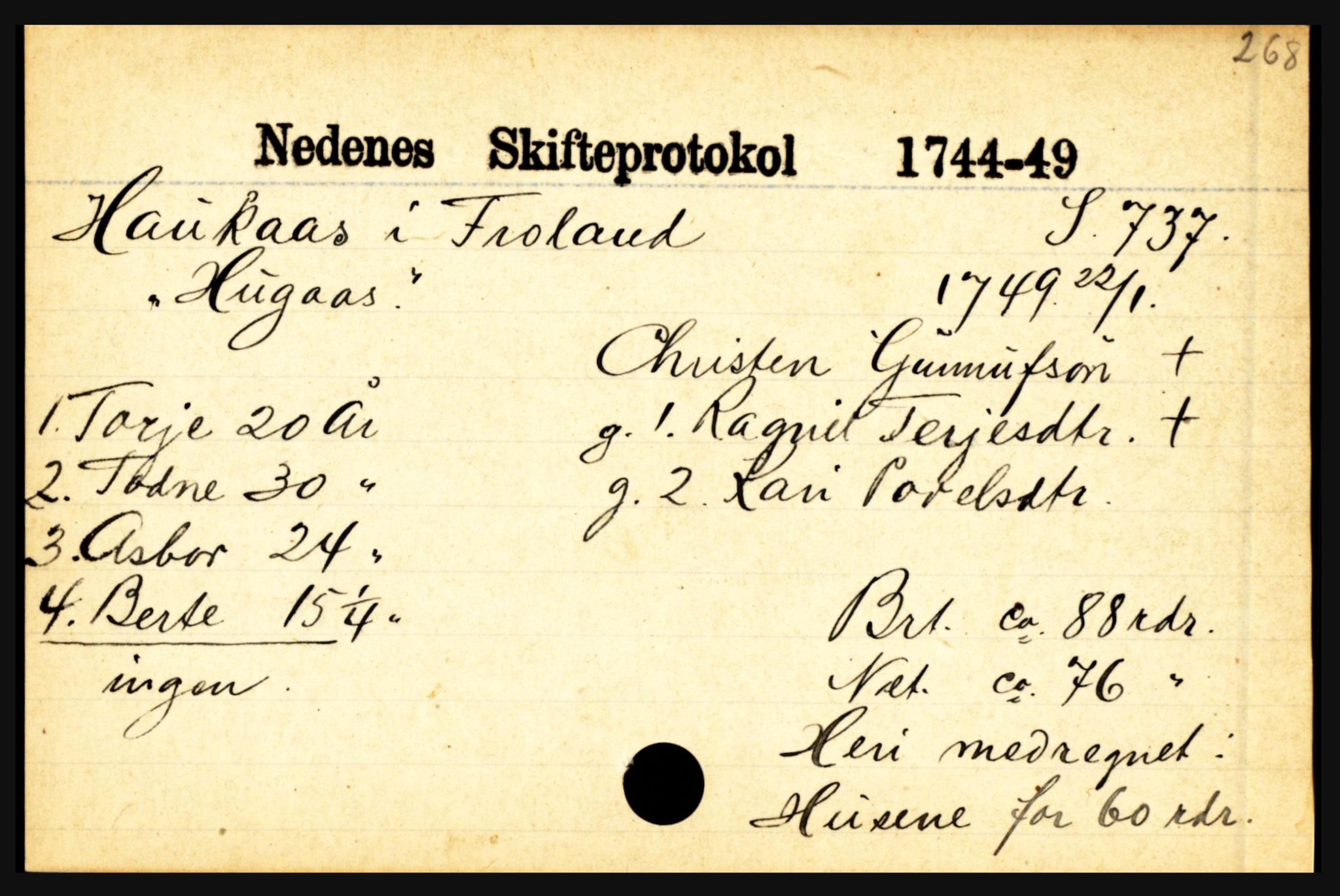 Nedenes sorenskriveri før 1824, AV/SAK-1221-0007/H, p. 11353