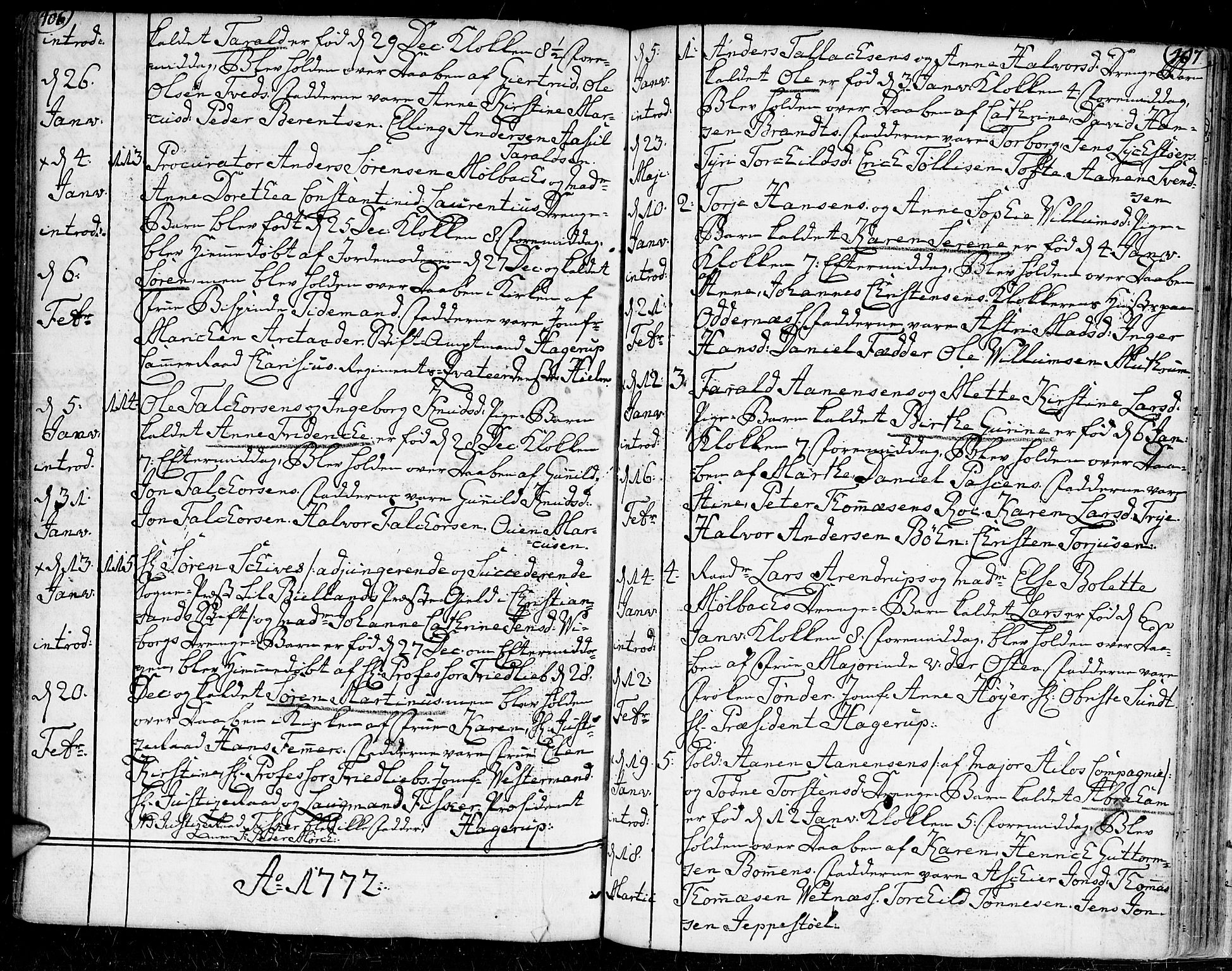 Kristiansand domprosti, SAK/1112-0006/F/Fa/L0002: Parish register (official) no. A 2, 1755-1778, p. 406-407