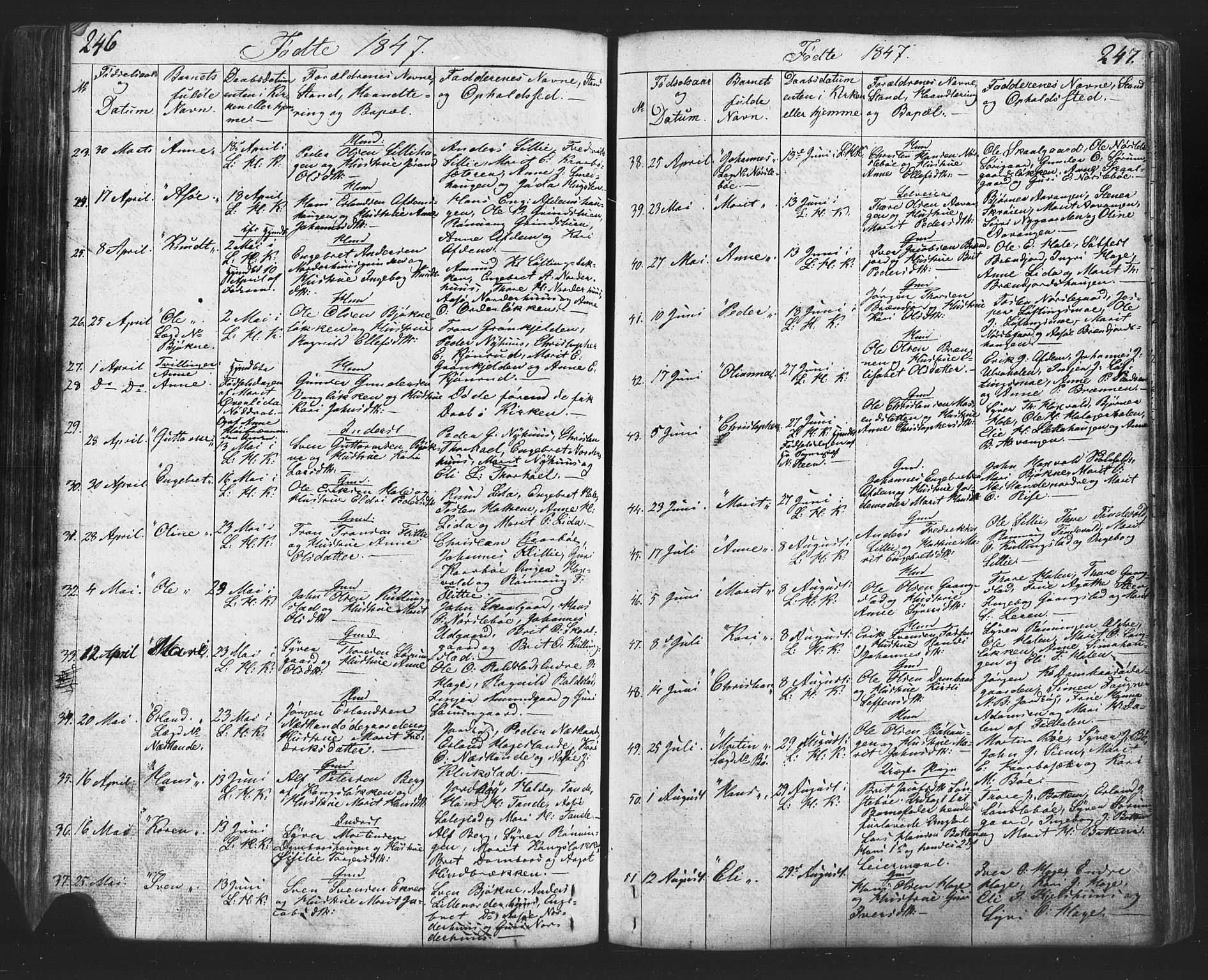 Lesja prestekontor, SAH/PREST-068/H/Ha/Hab/L0002: Parish register (copy) no. 2, 1832-1850, p. 246-247