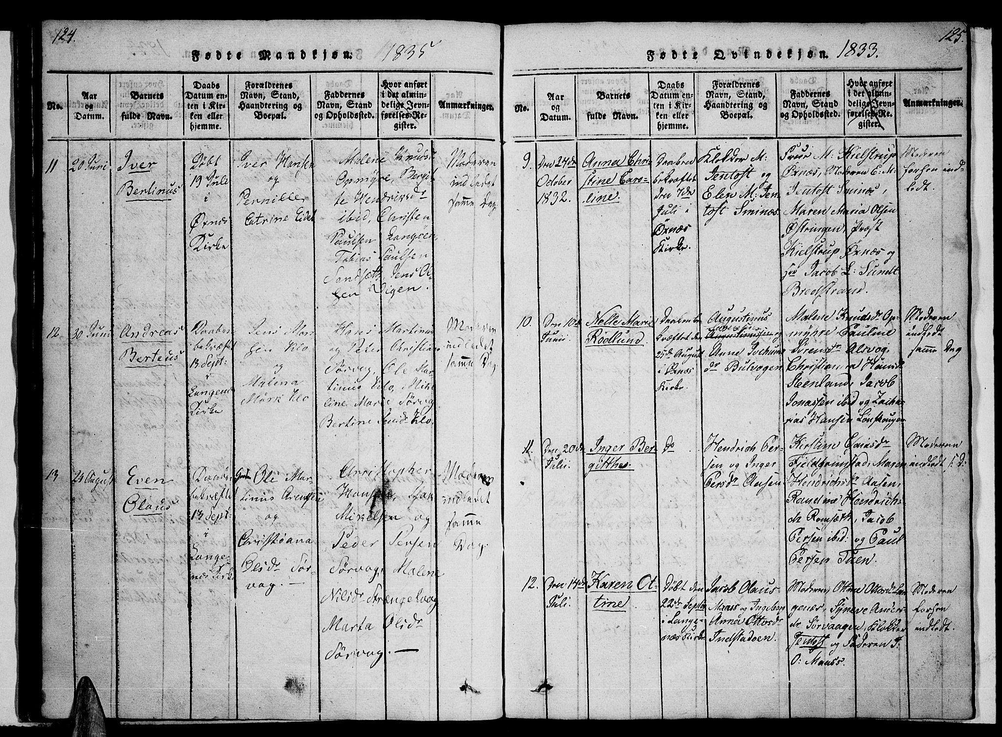 Ministerialprotokoller, klokkerbøker og fødselsregistre - Nordland, SAT/A-1459/893/L1331: Parish register (official) no. 893A04, 1820-1840, p. 124-125