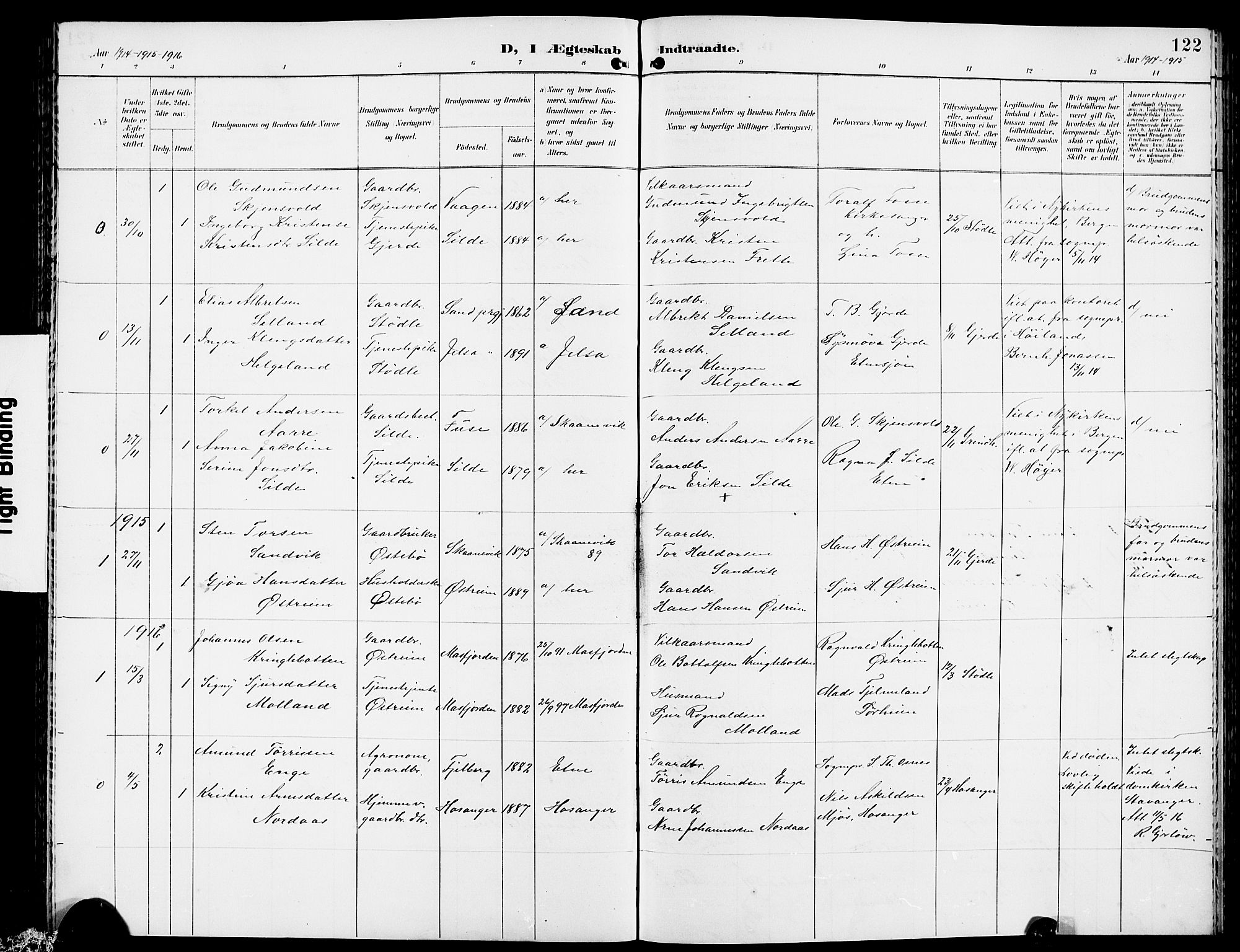 Etne sokneprestembete, SAB/A-75001/H/Hab: Parish register (copy) no. A 6, 1897-1924, p. 122