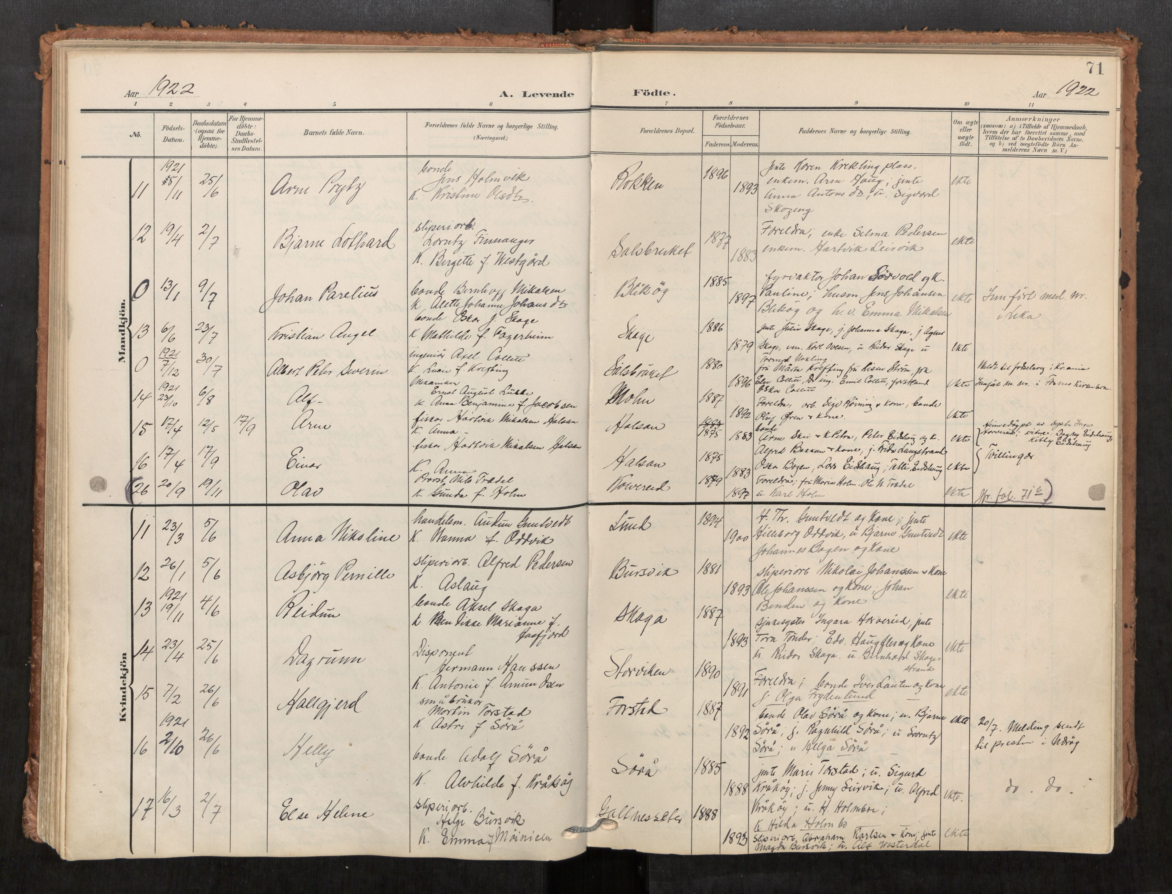 Kolvereid sokneprestkontor, SAT/A-1171/H/Ha/Haa/L0001: Parish register (official) no. 1, 1903-1922, p. 71