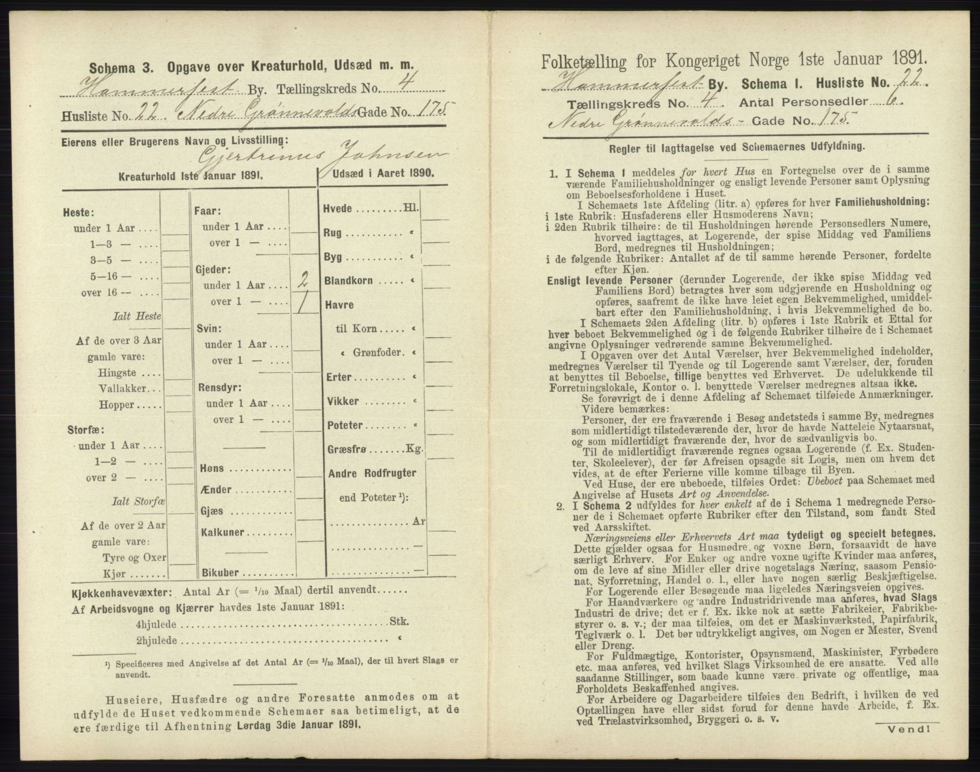 RA, 1891 census for 2001 Hammerfest, 1891, p. 895