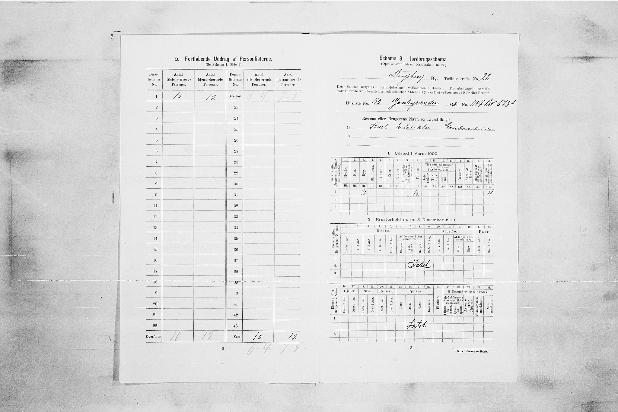 RA, 1900 census for Kongsberg, 1900, p. 4489