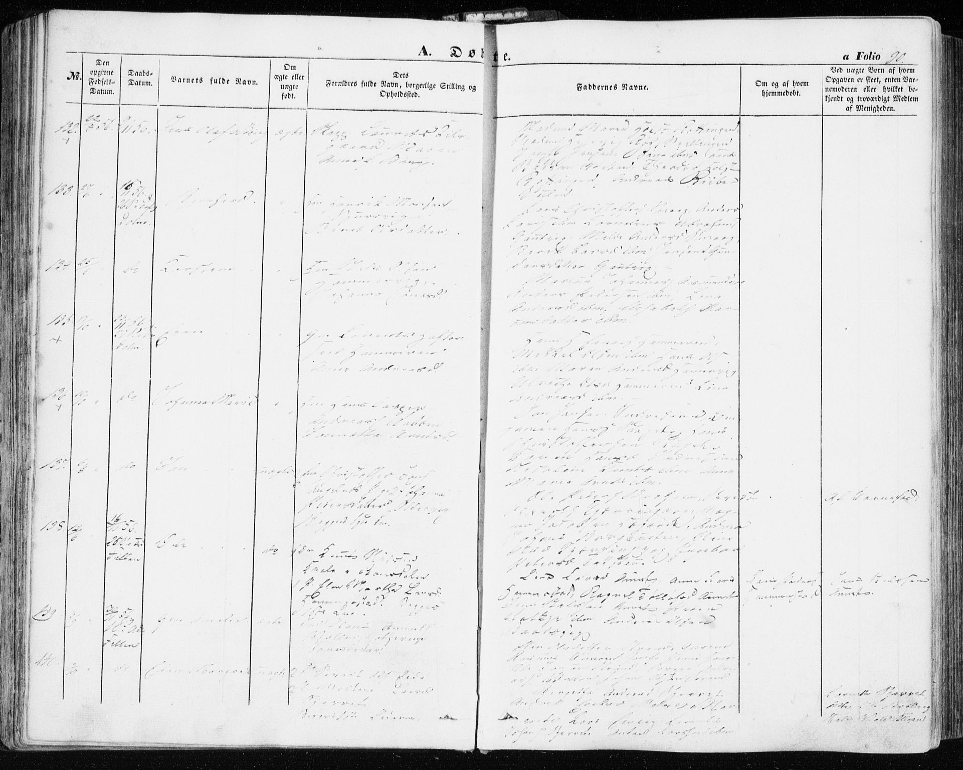 Ministerialprotokoller, klokkerbøker og fødselsregistre - Sør-Trøndelag, SAT/A-1456/634/L0530: Parish register (official) no. 634A06, 1852-1860, p. 90