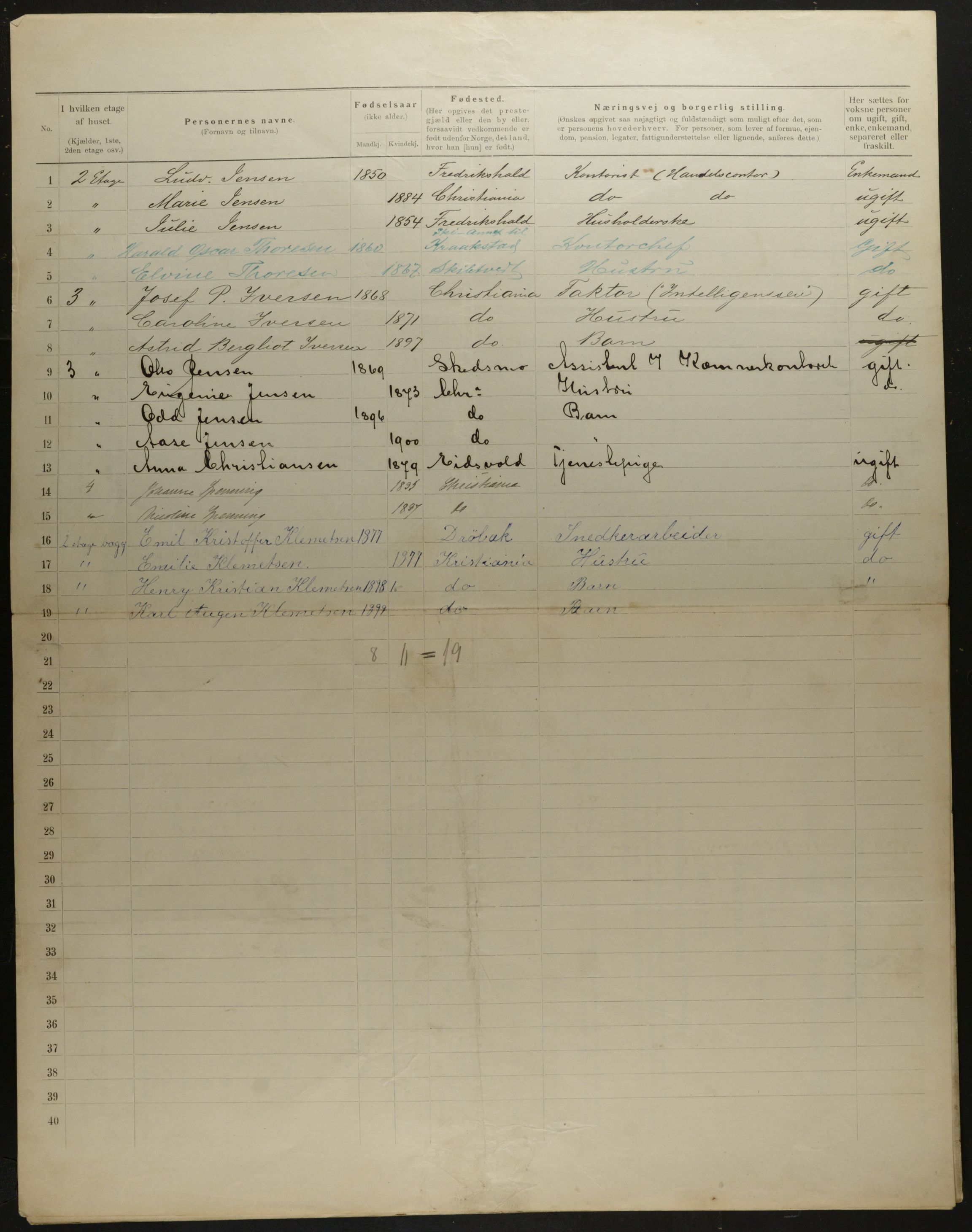 OBA, Municipal Census 1901 for Kristiania, 1901, p. 8222