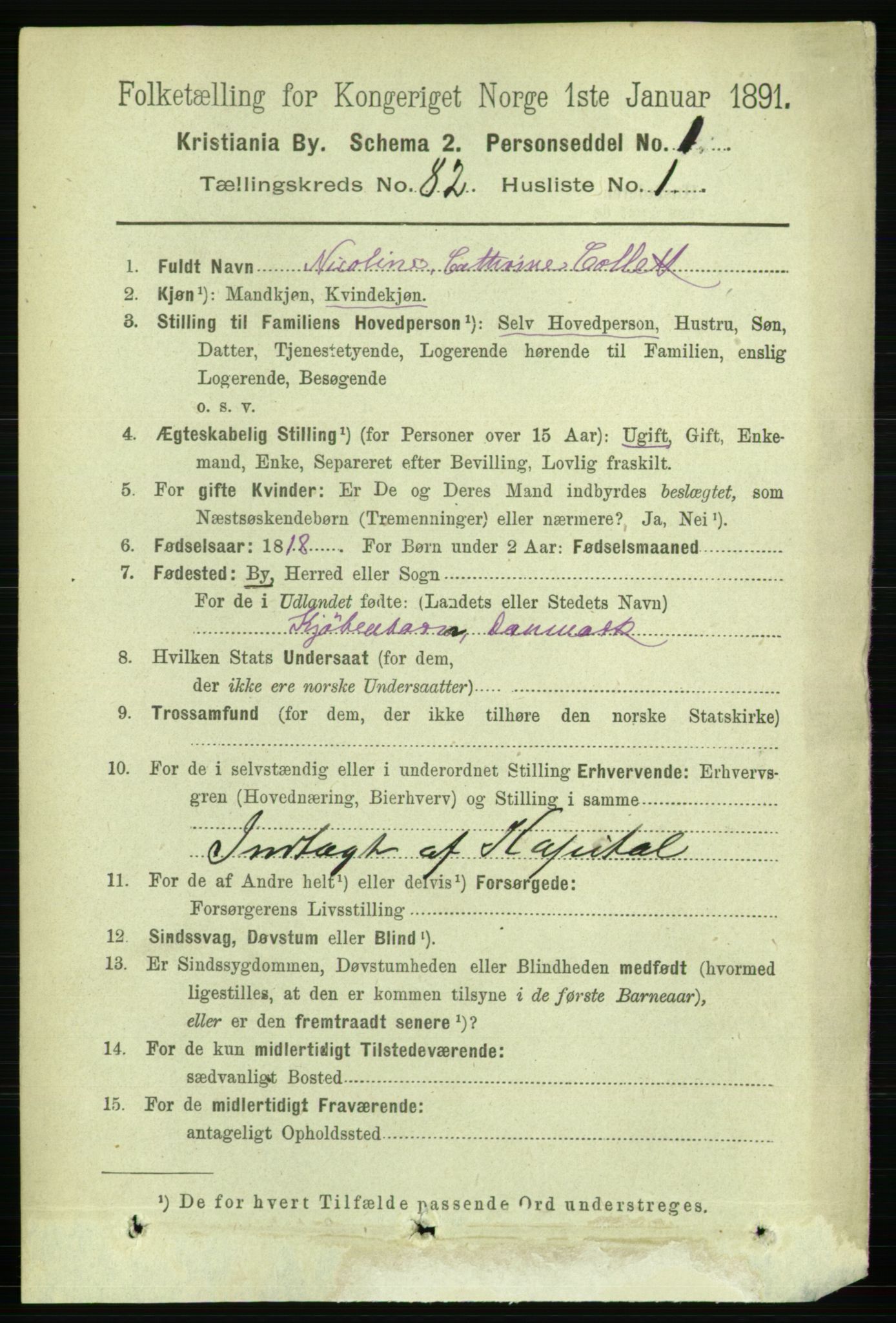 RA, 1891 census for 0301 Kristiania, 1891, p. 41898