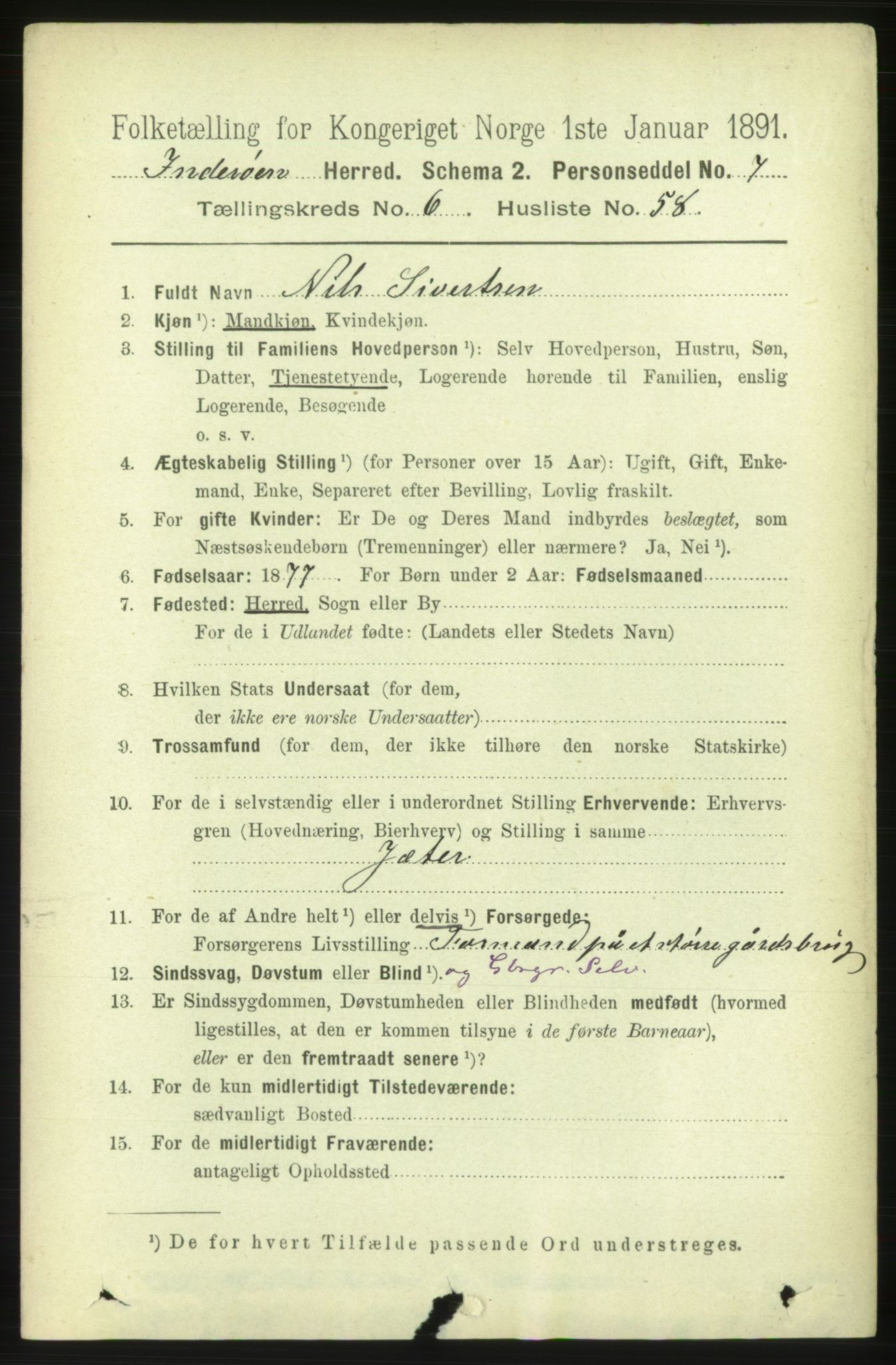 RA, 1891 census for 1729 Inderøy, 1891, p. 3727