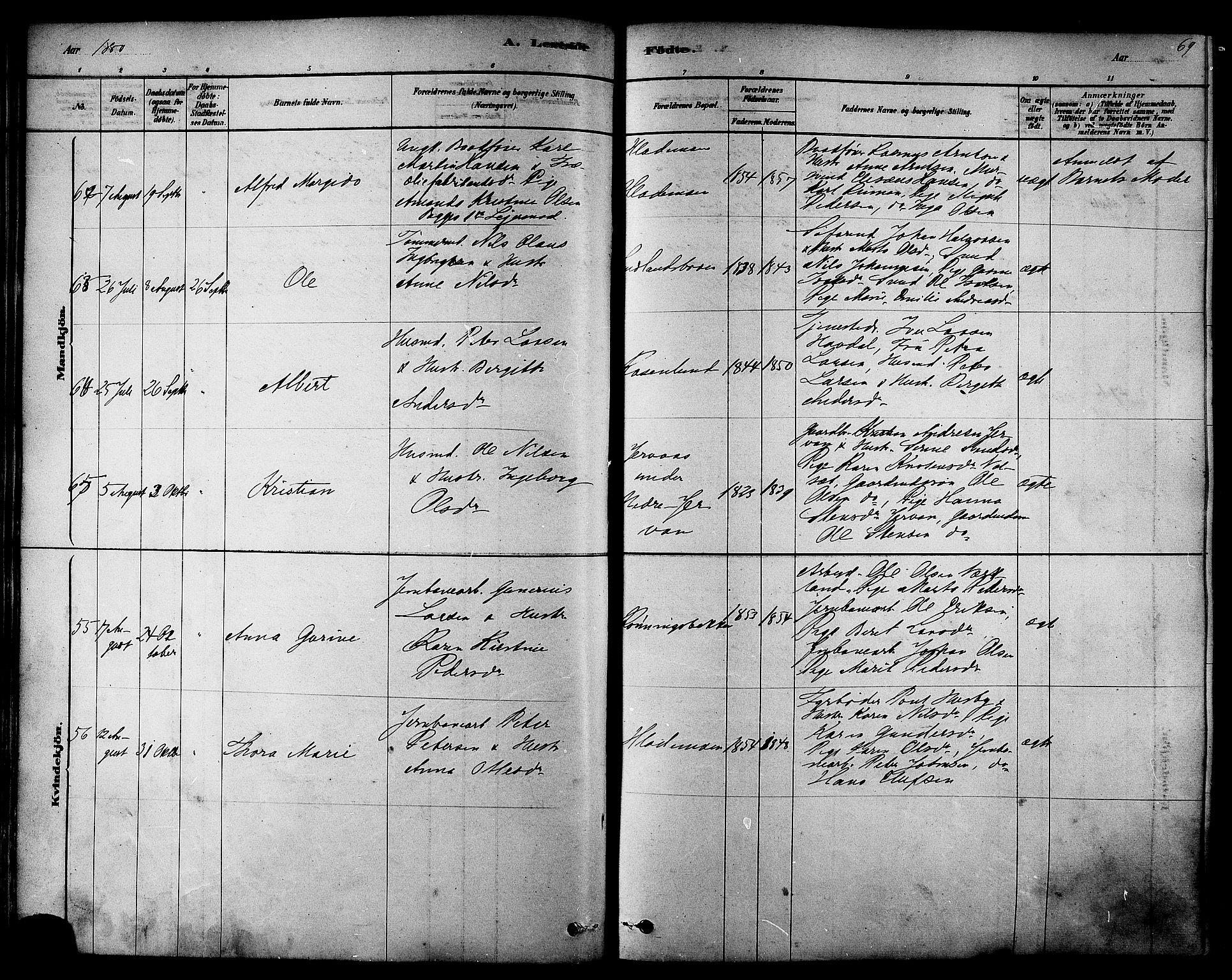 Ministerialprotokoller, klokkerbøker og fødselsregistre - Sør-Trøndelag, AV/SAT-A-1456/606/L0294: Parish register (official) no. 606A09, 1878-1886, p. 69