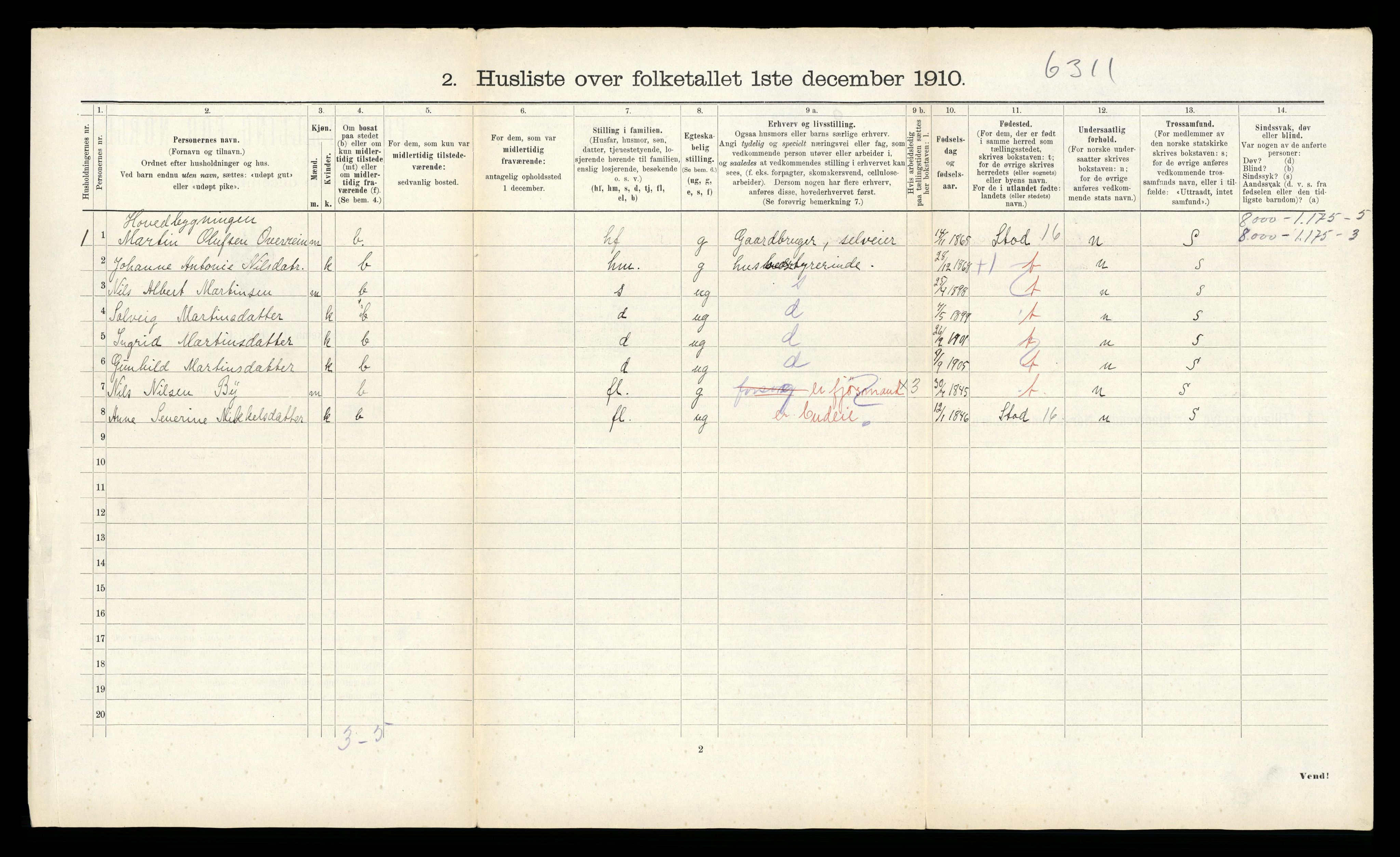 RA, 1910 census for Egge, 1910, p. 378