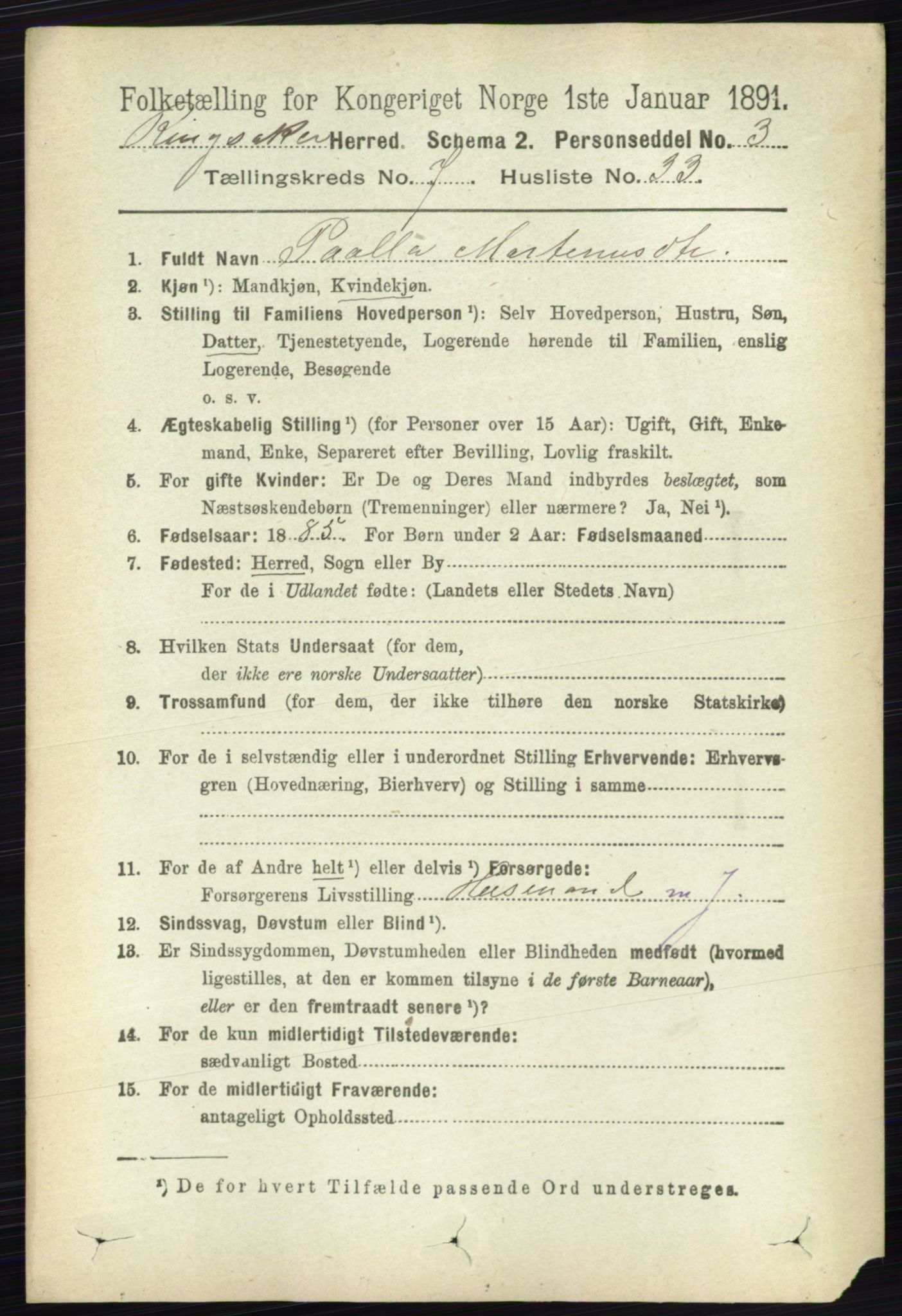 RA, 1891 census for 0412 Ringsaker, 1891, p. 4114