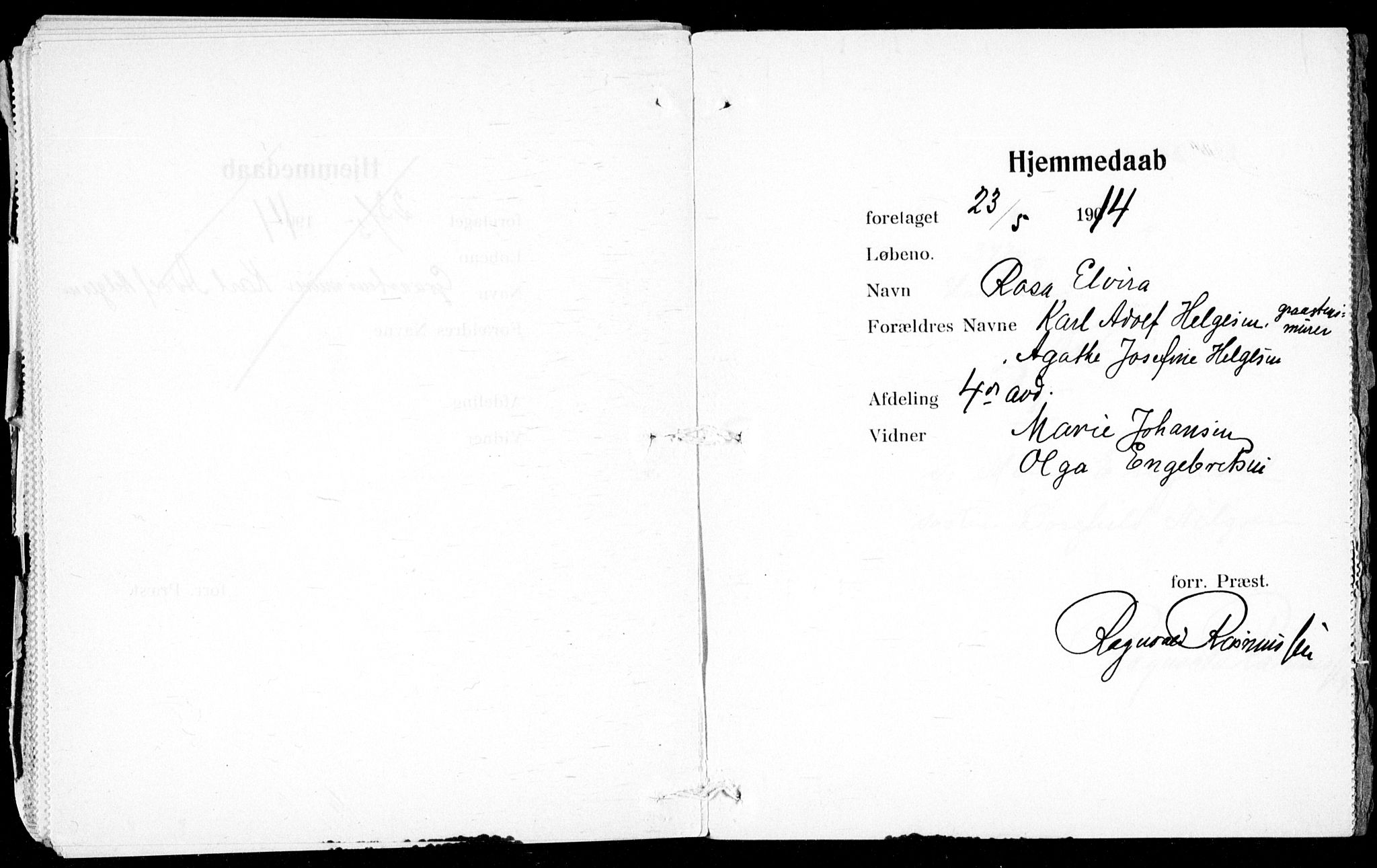 Ullevål sykehus prestekontor Kirkebøker, AV/SAO-A-10542a/K/Ka/L0001: Baptism register no. 1, 1906-1914