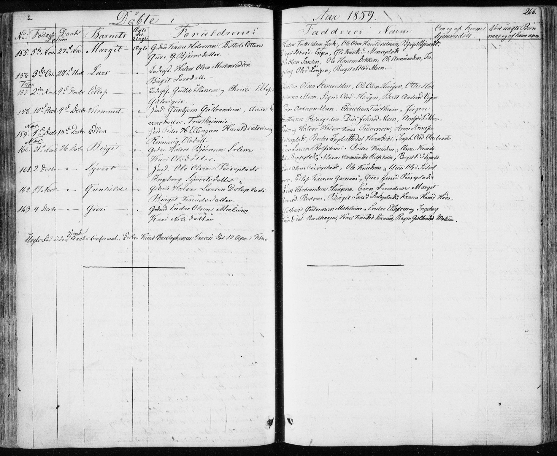 Nes kirkebøker, AV/SAKO-A-236/F/Fa/L0009: Parish register (official) no. 9, 1834-1863, p. 266