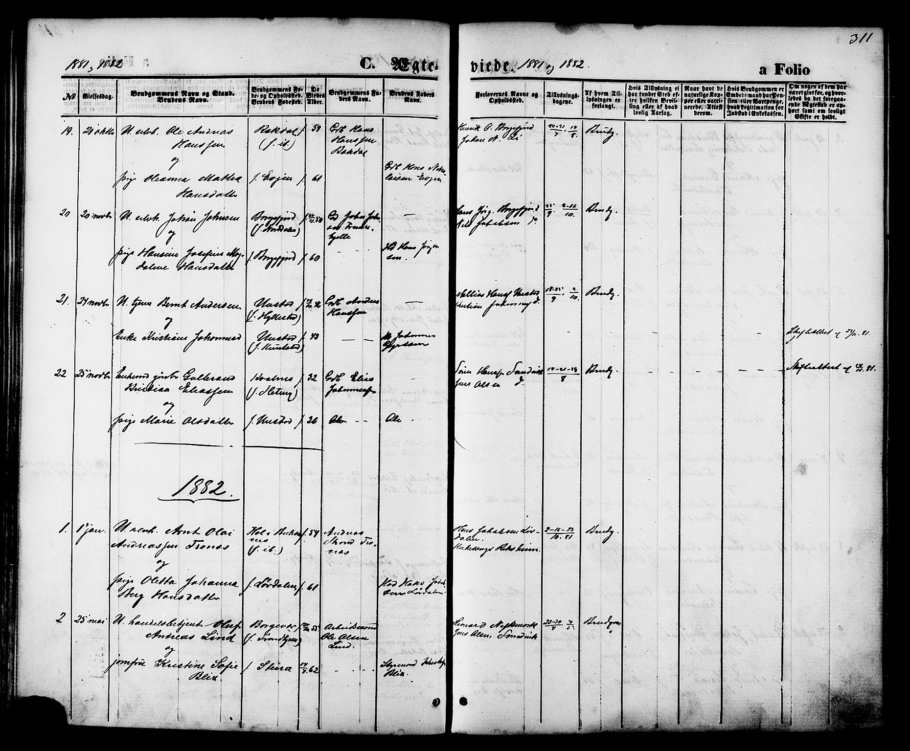 Ministerialprotokoller, klokkerbøker og fødselsregistre - Nordland, SAT/A-1459/880/L1132: Parish register (official) no. 880A06, 1869-1887, p. 311