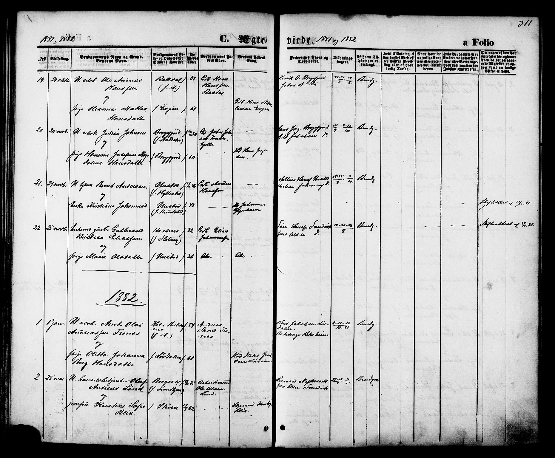 Ministerialprotokoller, klokkerbøker og fødselsregistre - Nordland, AV/SAT-A-1459/880/L1132: Parish register (official) no. 880A06, 1869-1887, p. 311