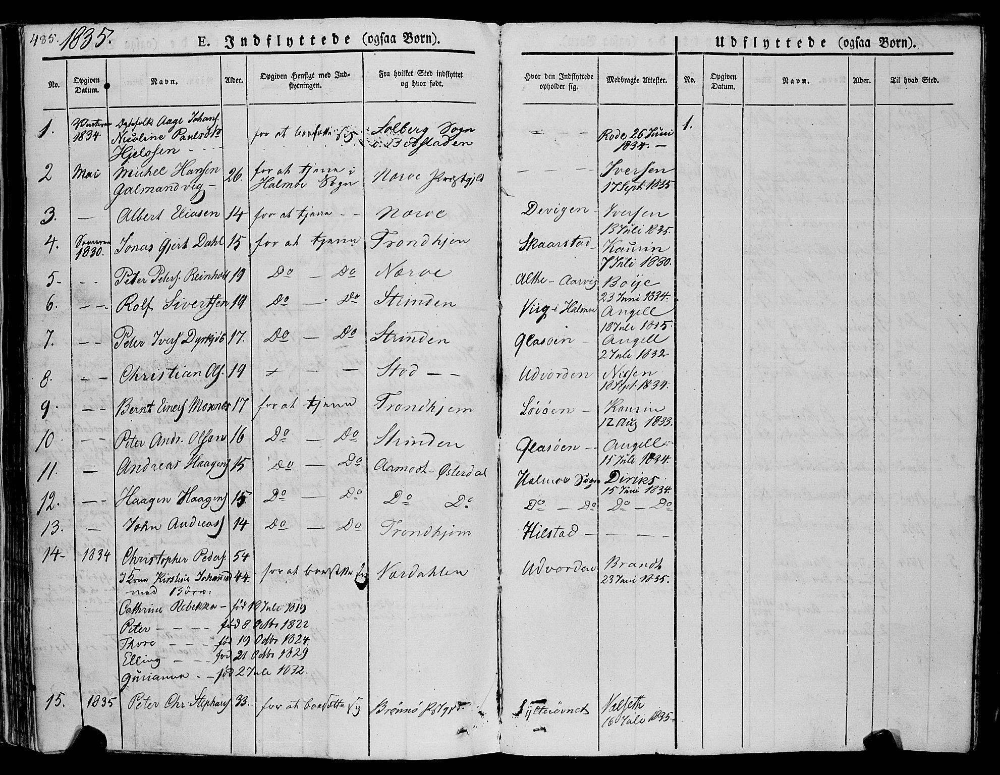 Ministerialprotokoller, klokkerbøker og fødselsregistre - Nord-Trøndelag, SAT/A-1458/773/L0614: Parish register (official) no. 773A05, 1831-1856, p. 485