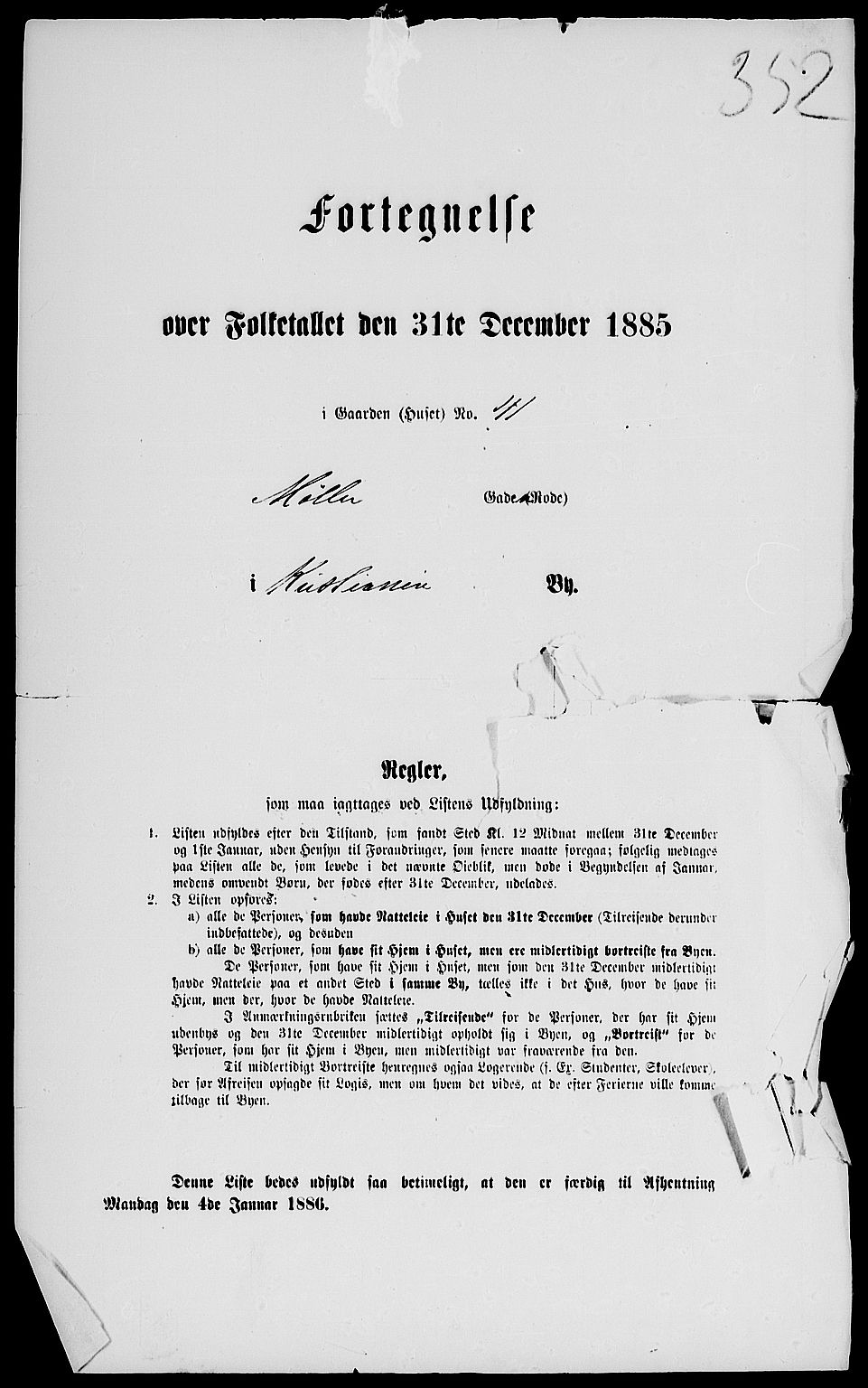 RA, 1885 census for 0301 Kristiania, 1885, p. 2516