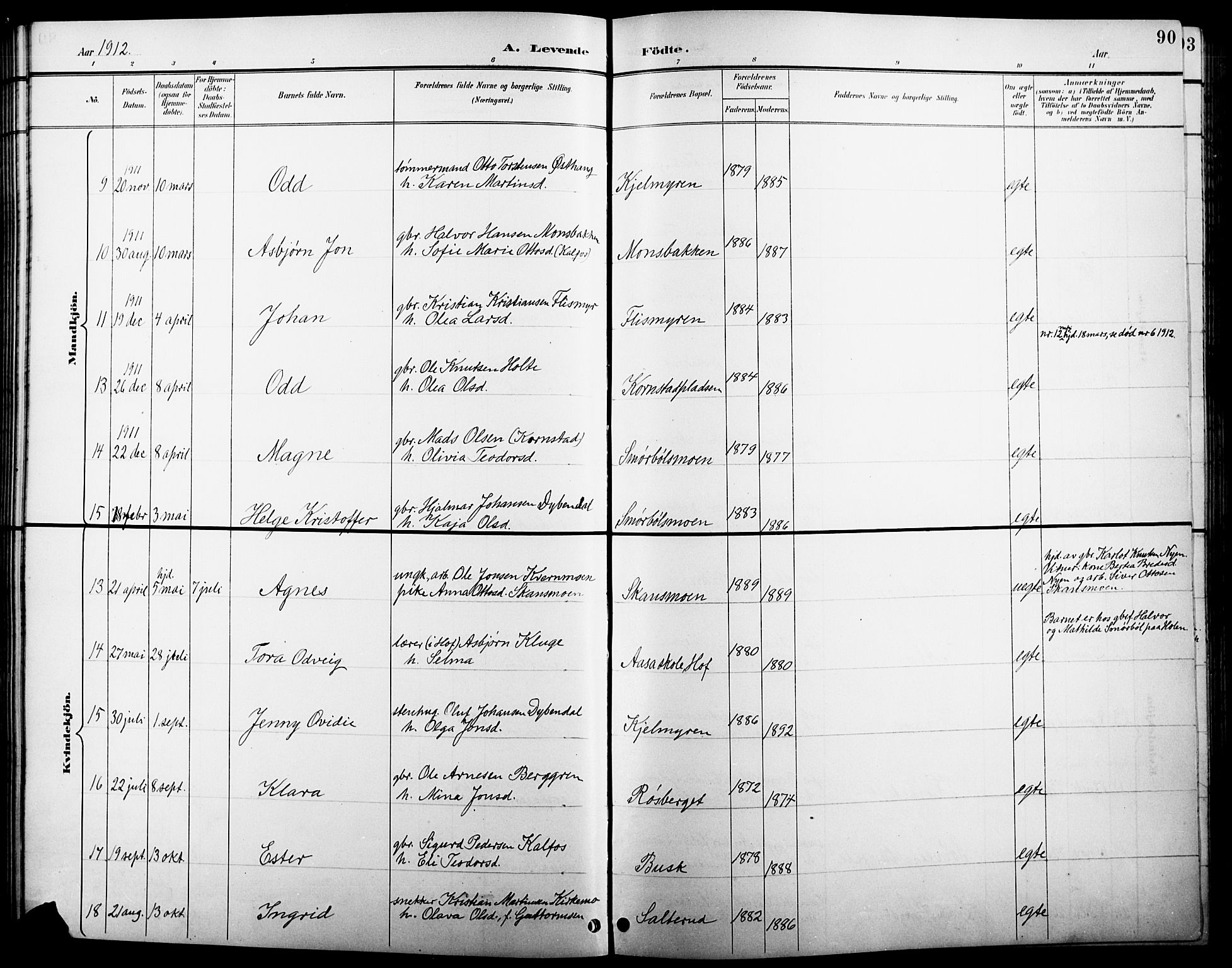 Åsnes prestekontor, AV/SAH-PREST-042/H/Ha/Hab/L0005: Parish register (copy) no. 5, 1895-1920, p. 90