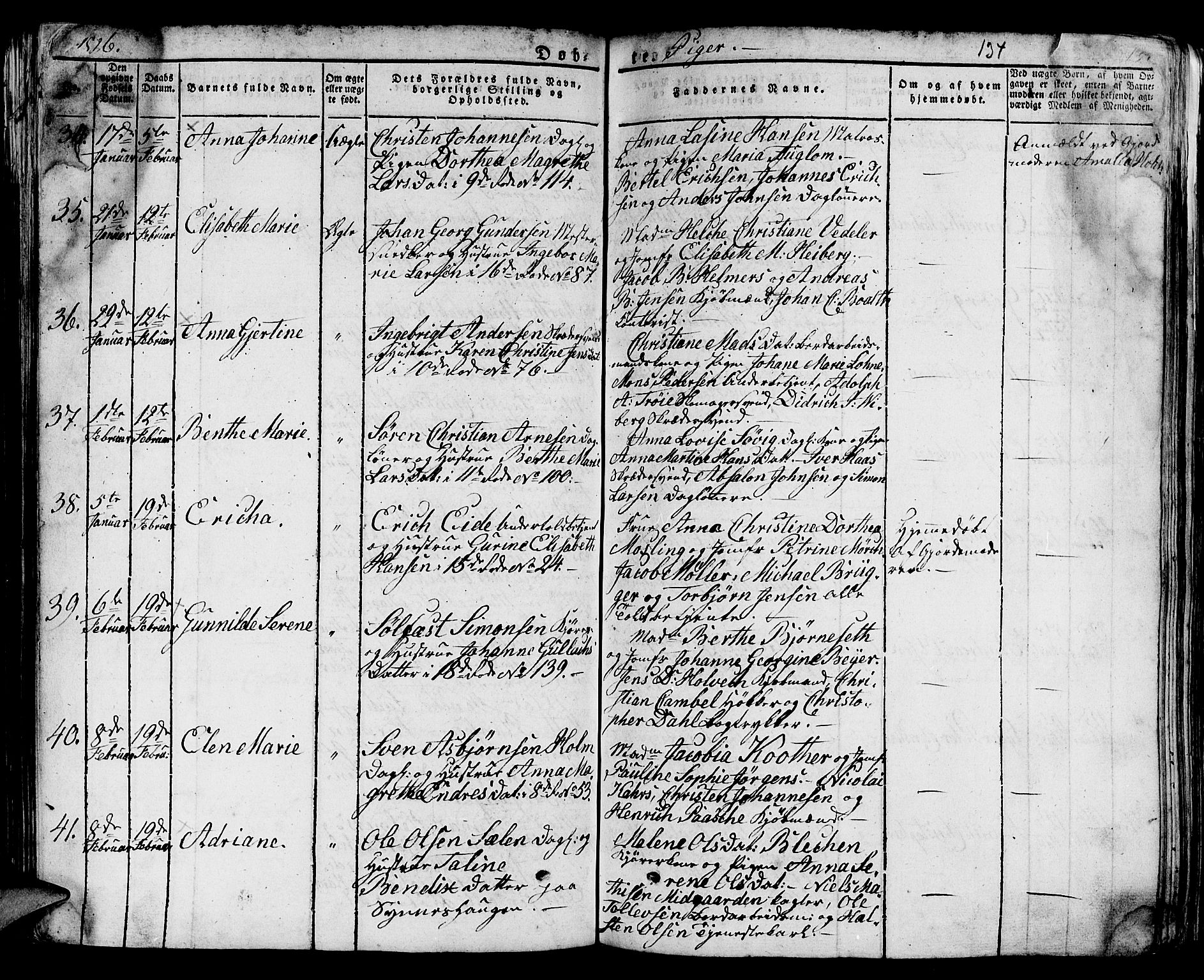 Domkirken sokneprestembete, AV/SAB-A-74801/H/Hab/L0005: Parish register (copy) no. A 5, 1821-1830, p. 134