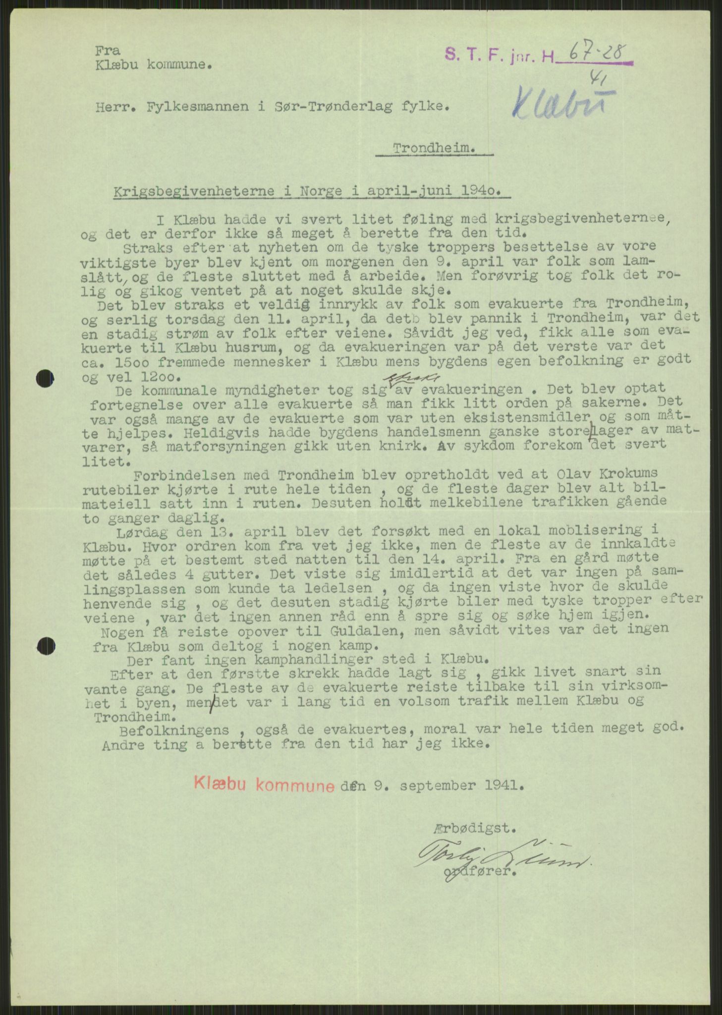 Forsvaret, Forsvarets krigshistoriske avdeling, AV/RA-RAFA-2017/Y/Ya/L0016: II-C-11-31 - Fylkesmenn.  Rapporter om krigsbegivenhetene 1940., 1940, p. 206